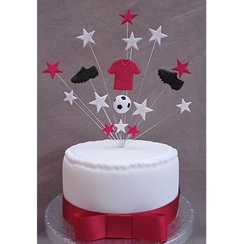 Arsenal Manchester United Southampton Cardiff City Football Birthday Cake Topper Suitable For A 20cm Cake Plus 1 X Metre 25mm Red Satin Ribbon With Bow Amazon Co Uk Kitchen Home