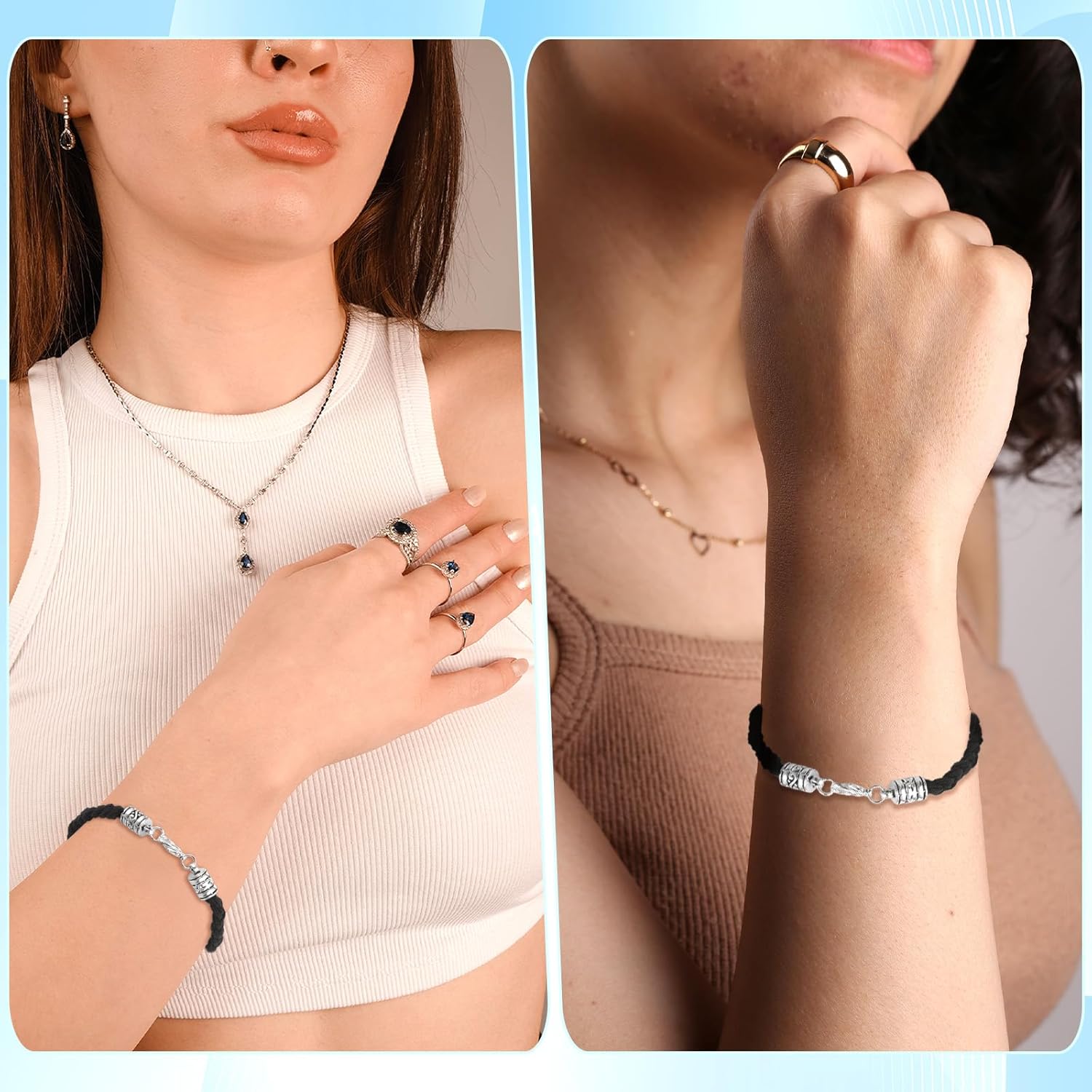 100 PCS Cord End Caps for Jewelry Making, Antique Silver Alloy Crimp Beads End Caps Terminator Ended Tube Tips with Lobster Clasps Jump Rings for DIY Crafts Bracelets & Necklaces (5 Styles) - Image 5