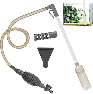 TZEKING Mulmsauger Aquarium,1.7m Aquarium Reinigungsset mit 3 Bürstenkopf,Aquarium Zubehör,Spülkasten Reiniger mit Einstellbarer durchflussregelung,Zum Reinigen von Fischwasserglas