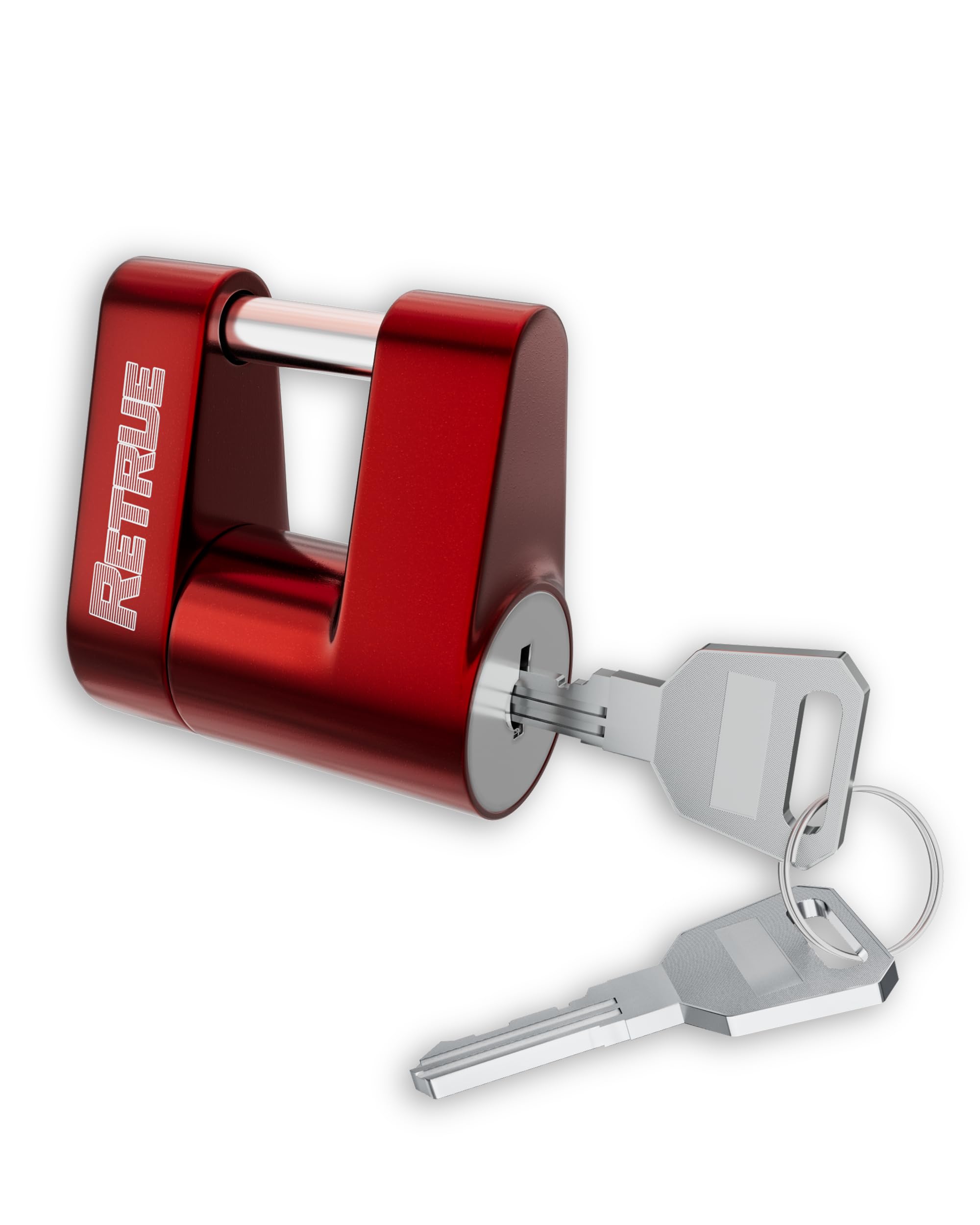 RETRUE Trailer Tongue HitchCoupler Lock, 1/4 Inch Dia, 3/4 Inch Span, Red