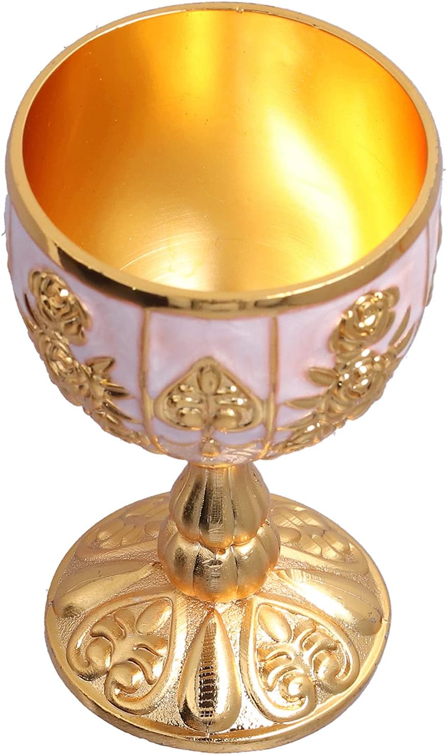 Jeanoko 2Pcs Goblet Vintage Handmade Brass Chalice European Golden Retro Ornaments for Traveling Decoration Home Collection(Pumpkin Golden Hundred)