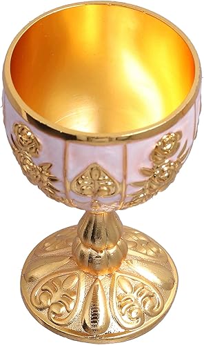Miniatura 10 de Fydun Copa de oro, 2 copas de 1.0 fl oz, adornos retro dorados de grado dorado, cáliz de oro cáliz de oro para viajar Deco ion Home Collection (oro