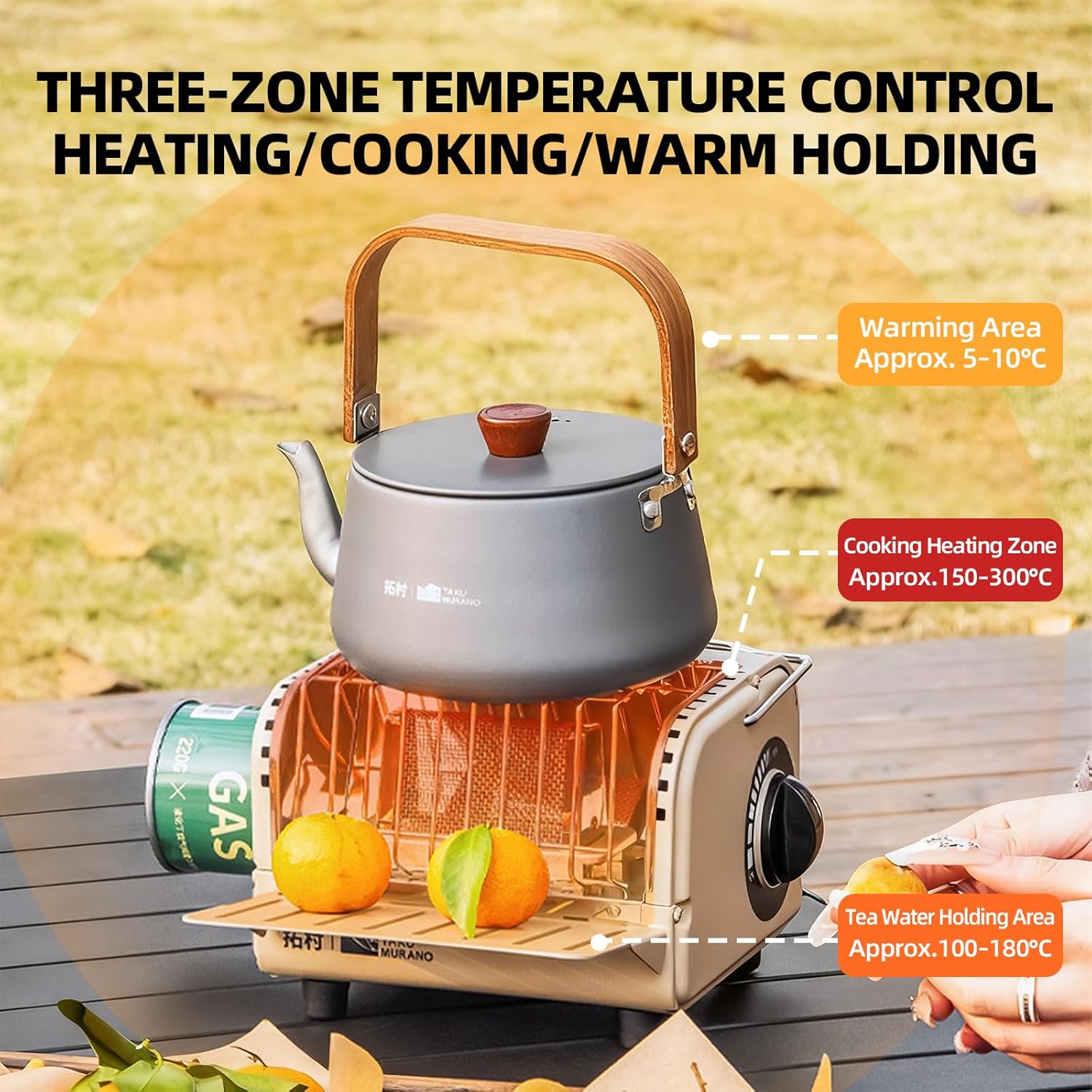 3 in 1 Portable Heater and Stove, 1200W Outdoor Tent Stove, Adjustable Temperature Camping Heaters for Fishing, Hiking, Trekking, Patio, Coffee-coloured and Green (Green)