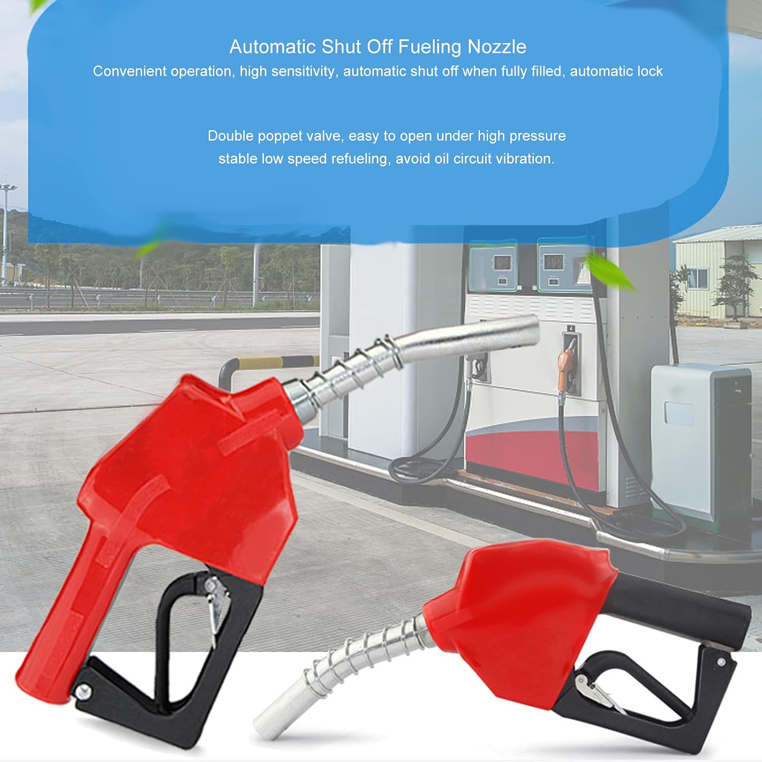 1 Inch Automatic Fueling Nozzle, Automatic Shut Off Petrol Fuel Nozzle for Diesel, Kerosene, Gasoline Below 90#