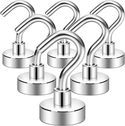 Neosmuk Magnetic Hooks, 30lb Heavy Duty, Silver, 6 Pack |