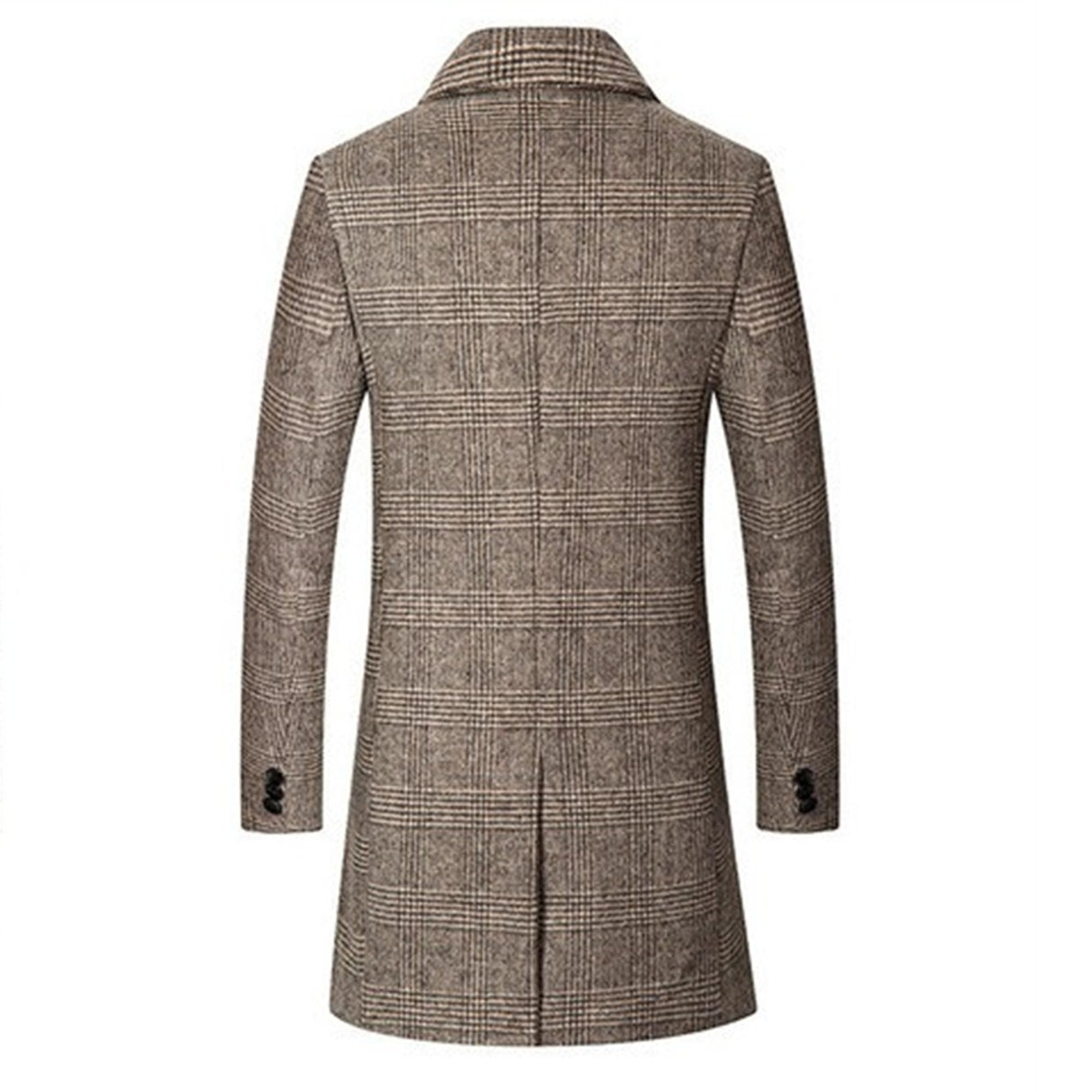 Cappotto in tweed da uomo, monopetto, trench invernale, cappotto con revers a lancia, giacca calda con tasche