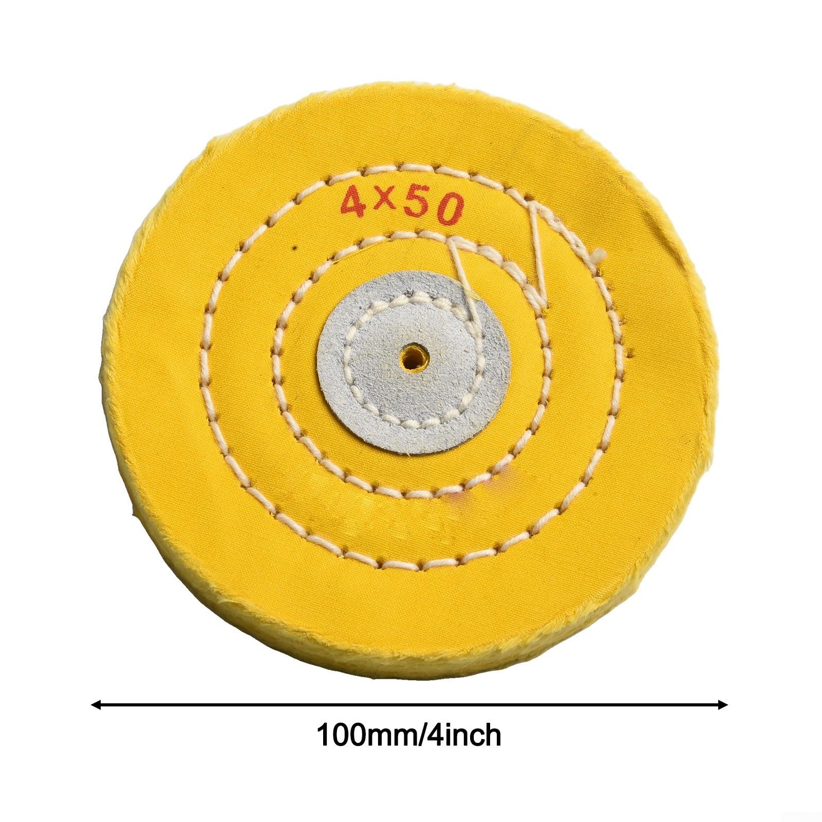 Ruota lucidante in cotone a 50 strati, 100 mm, per lucidatura di precisione di gioielli, componenti metallici, orologi, vetro e parti industriali leggere (giallo)