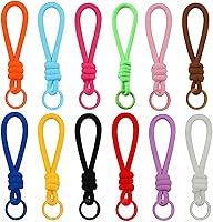 Cmidy Paracord Keychain Wristlet Bag Charms 12pcs - Braided Lanyard Key Rings for Car Keys, Phones, Plush Toys
