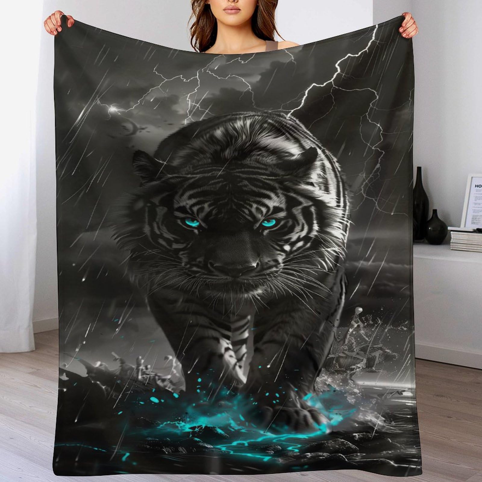 Couverture tigre en flanelle 180x200 cm pour lit et canapé quatre saisons