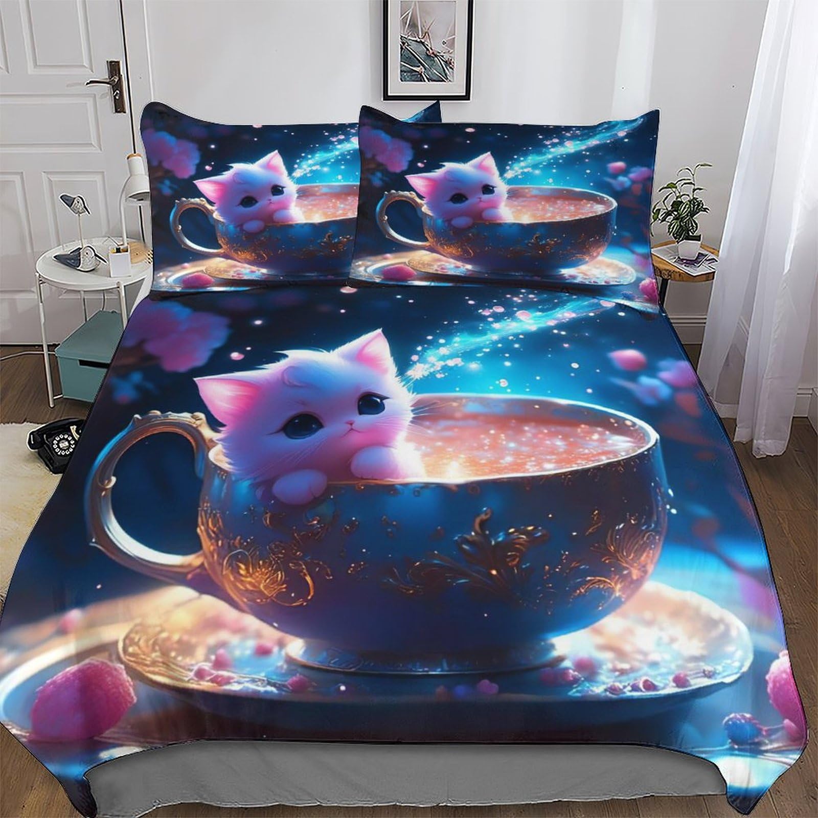 Housse de couette chat idée cadeau idéale pour lit enfant et adulte