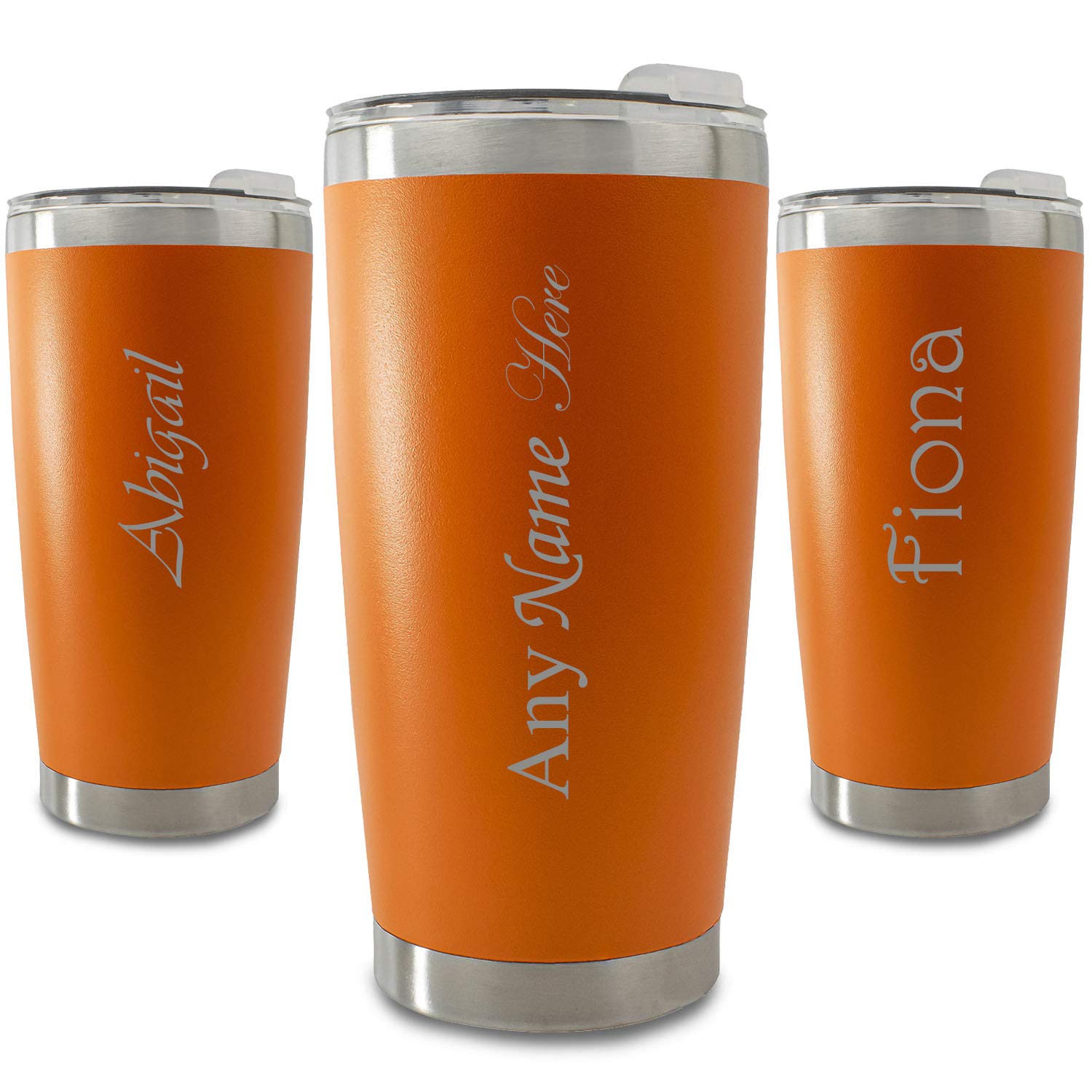 Tasse de voyage orange 500 ml à personnaliser avec n'importe quel nom