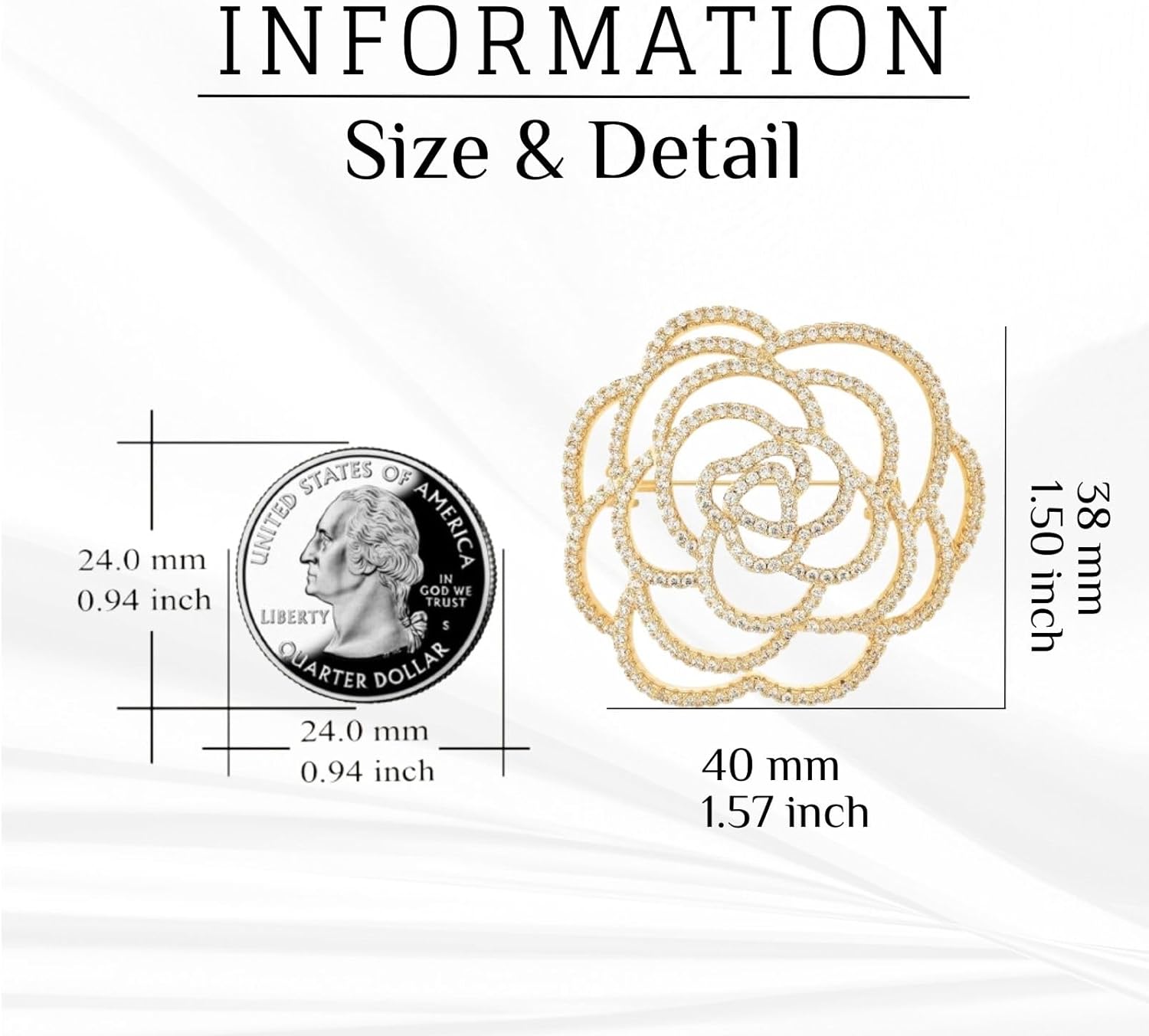 Flower Brooch for Women Rhinestone Flower Brooch Pins Floral Brooches Jewelry Gift for Mom Wife - Image 6