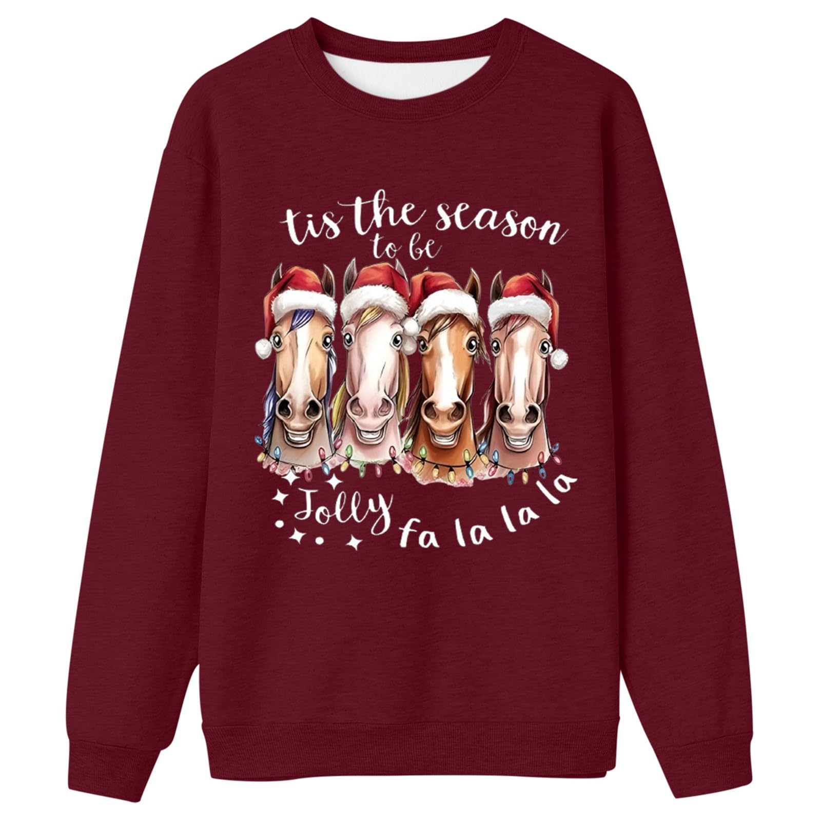 Sudadera de Navidad para mujer, de forro polar, cálida, talla grande, con estampado de animales, de manga larga, para jóvenes