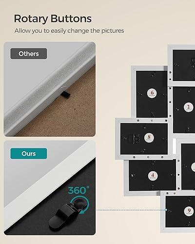 Miniatura 7 de SONGMICS Marcos de fotos de collage de 4 x 6, paquete de 10 marcos de collage de fotos para decoración de pared, parte frontal de cristal, requiere