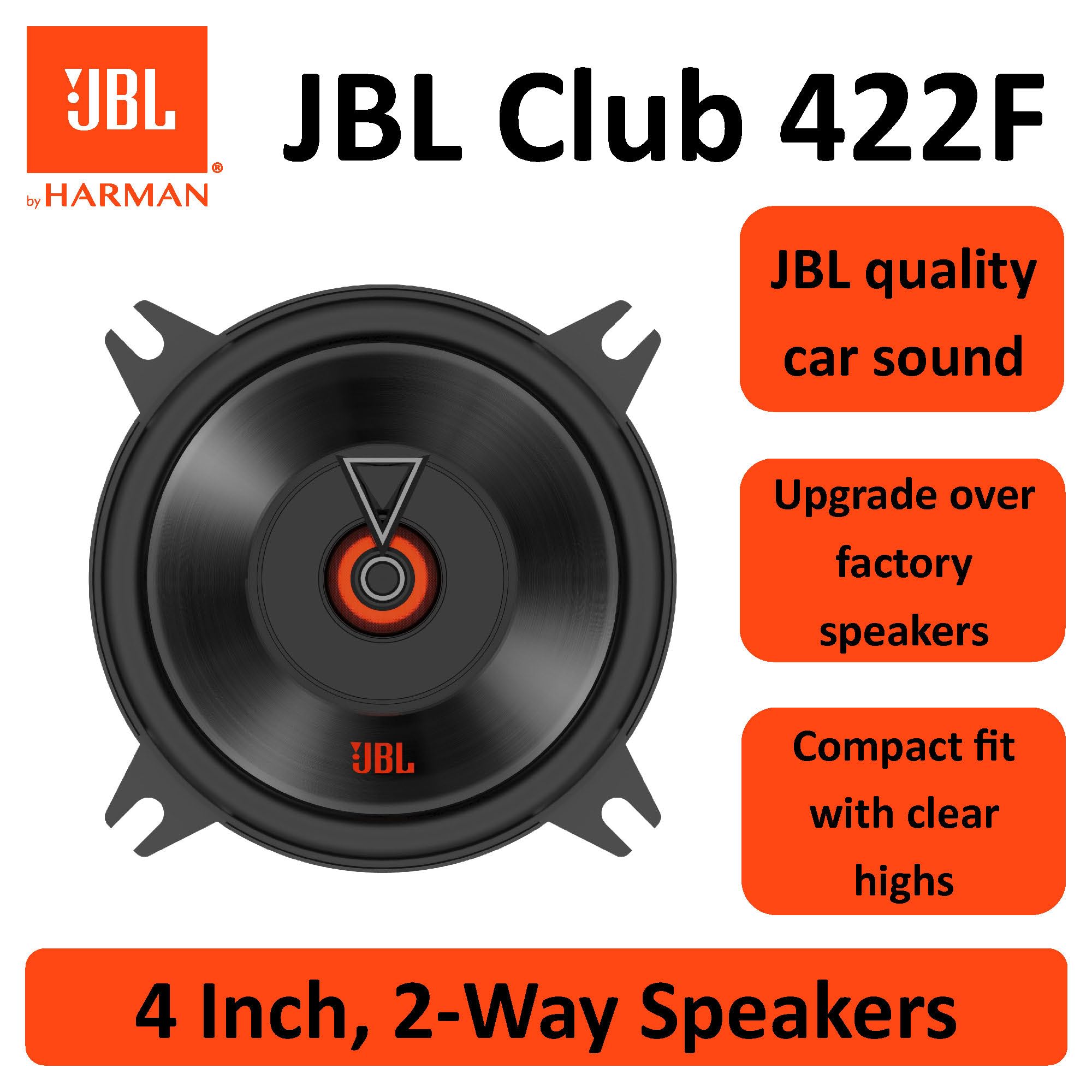 JBL Club 422F Harman Kardon 2-Way Car Speaker Set - 105 Watt Pro