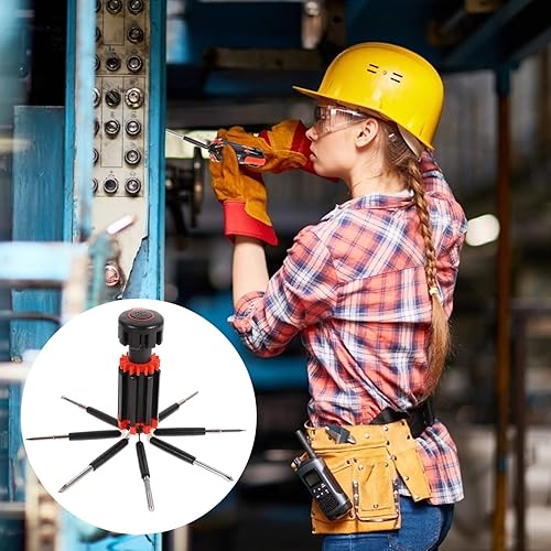 Miniatura 6 de Angoily Destornillador 8 en 1 con linterna, 2 destornilladores multifuncionales, herramientas de reparación, herramienta de reparación profesional