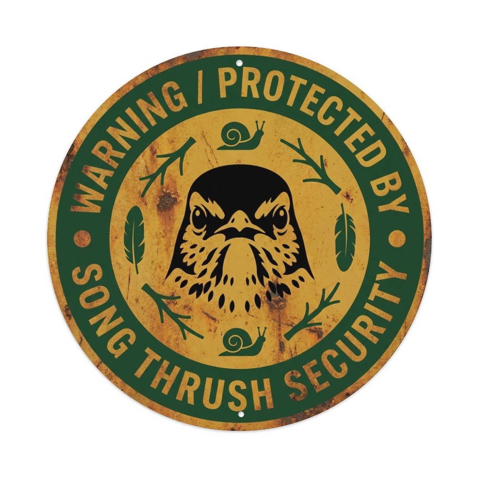 Protected By Song Thrush Security Warning Bird Metal Tin Sign