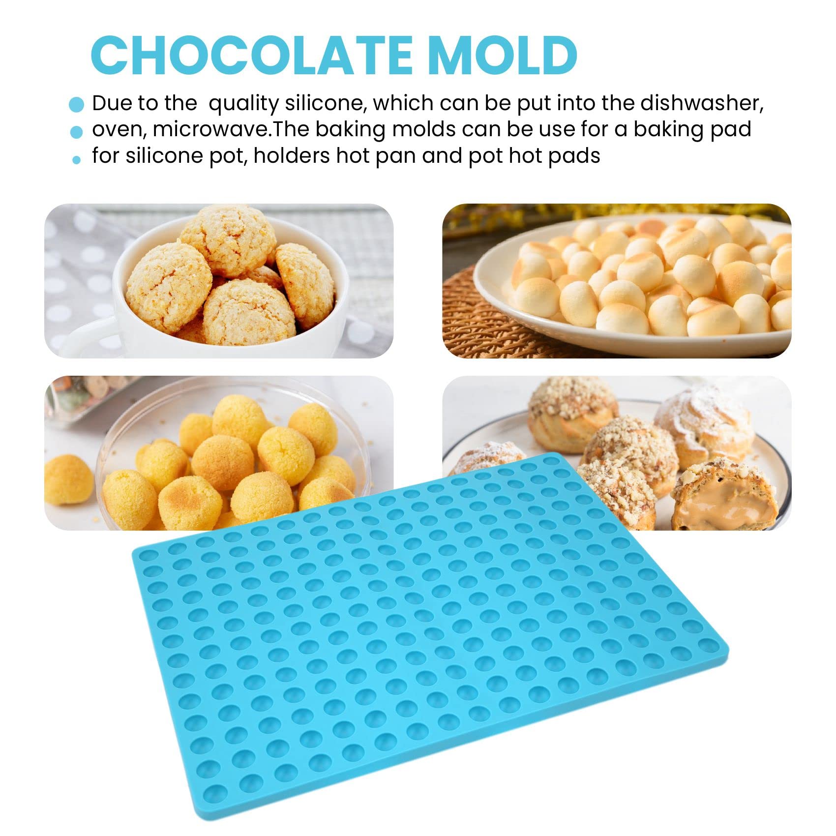 Moule Silicone 140 Cavités Gouttes Chocolat - Forme Ronde Semi-sphérique - Pour Bonbons, Gelée, Glaçage - Résistant Au Four Et Lave-vaisselle