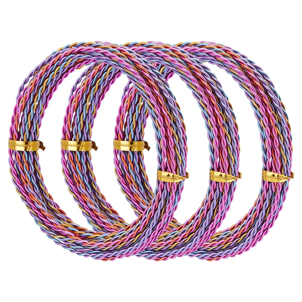 PH PandaHall 49ft Twist Aluminum Wire, 12 Gauge Iridescent Metal Craft Wire 2mm Jewelry Wires Rainbow Color Beading Wires for Crafting DIY Jewelry Necklace Making Wrapping Sculpting, 3 Bundles/Set