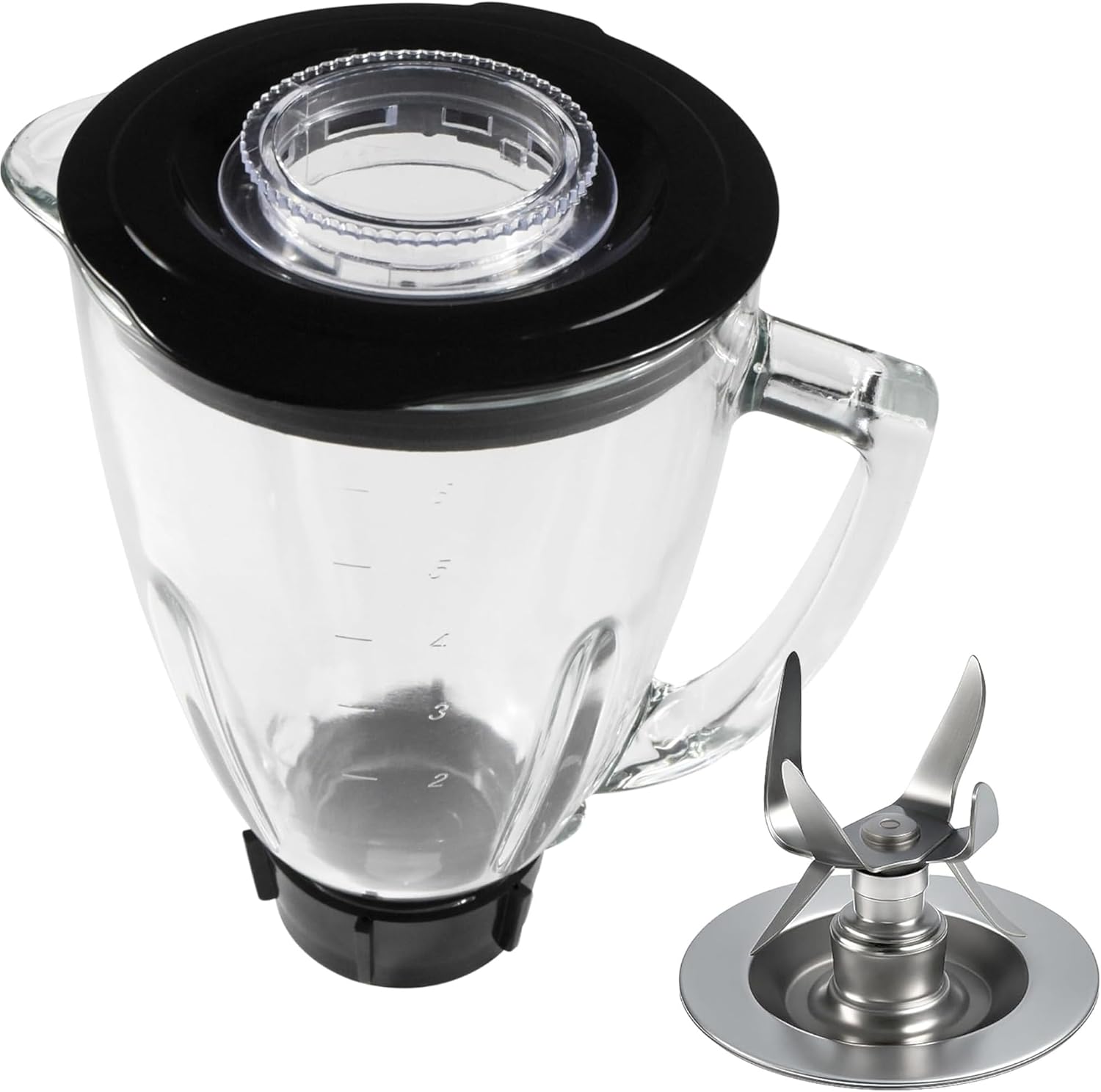 HQRP Glass Jar Set Replacement for Oster Osterizer Blender, 014709-156-000 004902-003-NP0 084036000000 124461, 1.25L Pitcher, 0.33 Gallon Capacity, Round