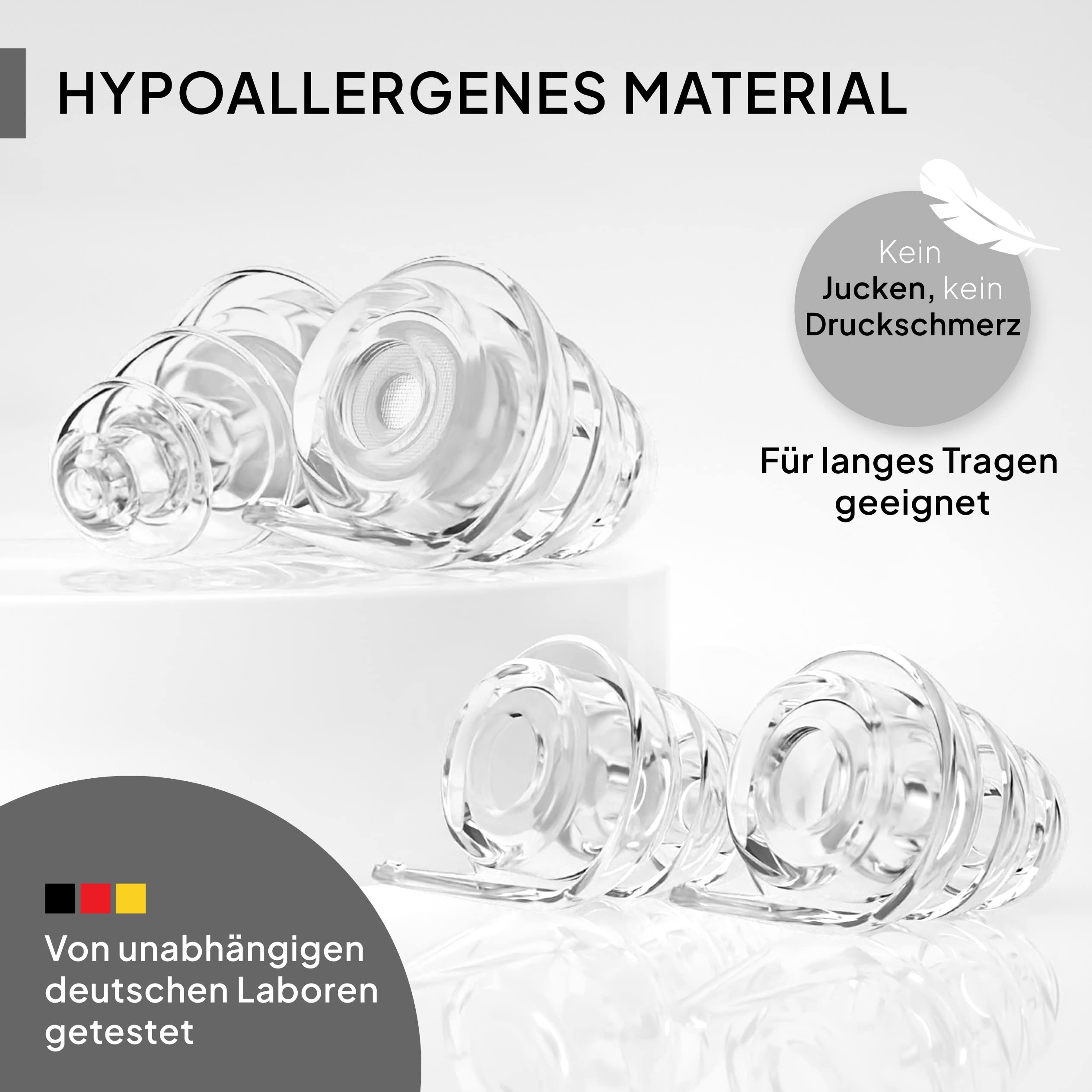 Senner MusicPro - Gehörschutz Ohrstöpsel Konzert, Festival, Musik und Party - Gehörschutz für Musiker, mit Schlüsselanhänger - Hi-Fi Gehörschutzstöpsel Earplugs | SNR 20 dB, clear/transparent
