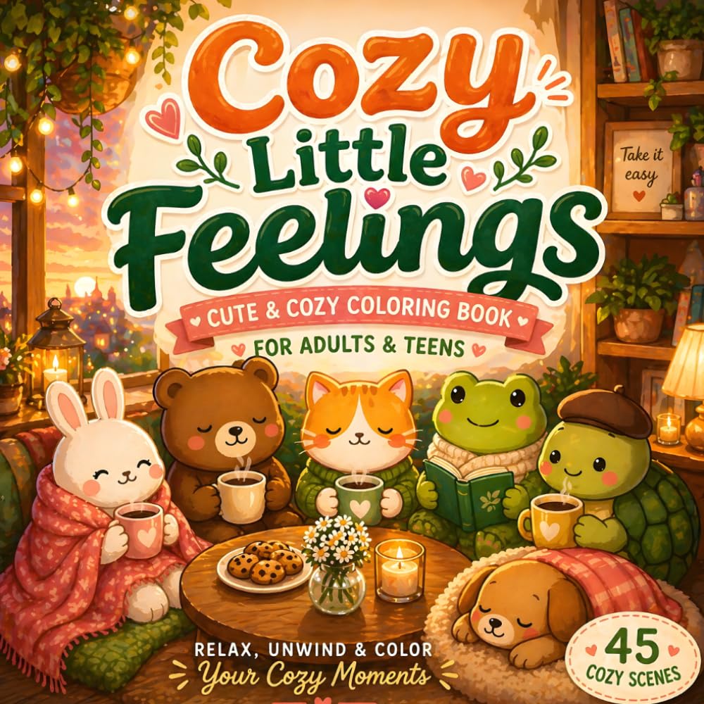 Cozy Little Feelings: A Cute & Cozy Coloring Book for Adults and Teens Featuring Relatable Everyday Moments, Adorable Characters, and Bold & Easy Relaxing Designs