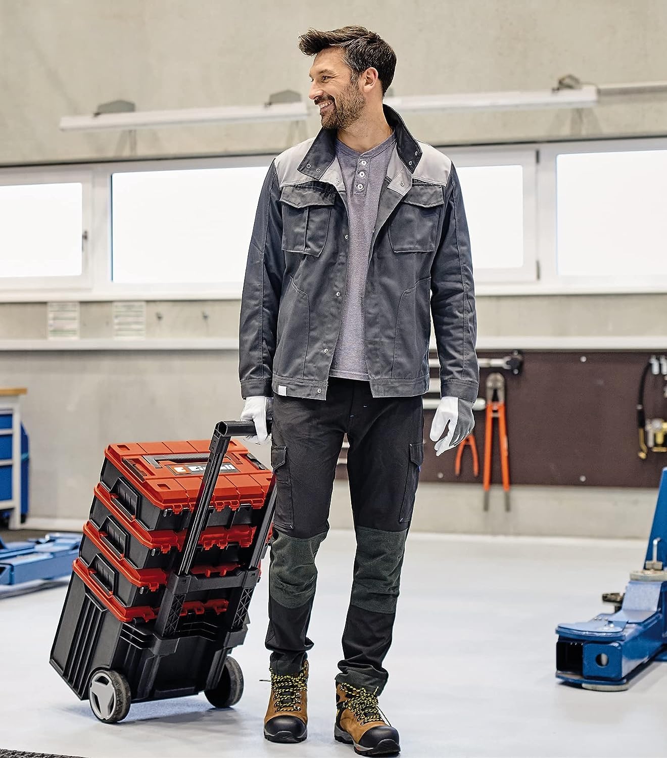 Original Einhell E-Case Tower Systemkoffer-Set (max. 120 kg, bestehend aus 3 Koffern inkl. Zubehör, Aufbewahrung & Transport von Zubehör und Werkzeug, stapelbar, verknüpfbar)