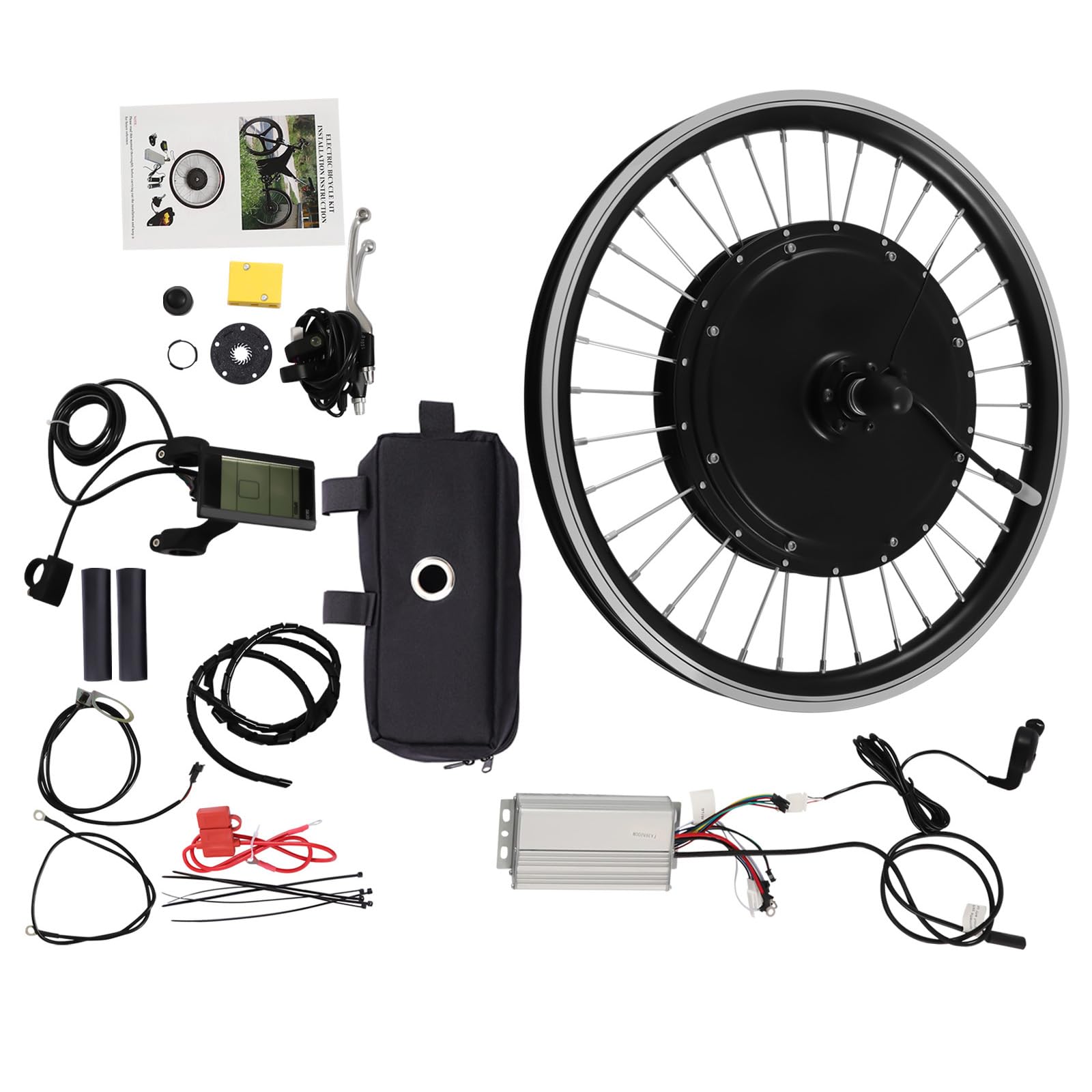 Electric Bicycle Motor Kit Front/Rear Wheel Bike Modification Kit E-Bike Front/Rear Wheel Conversion Kit with Display for Assembling and Modifying The Rear/Front Wheels