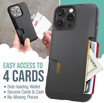 Smartish iPhone 16 Pro Max Wallet Case - Wallet Slayer Vol. 1 [Slim + Protective] Credit Card Holder - Drop Tested Hidden Credit Card Slot Cover for Apple iPhone 16 Pro Max - Black Tie Affair