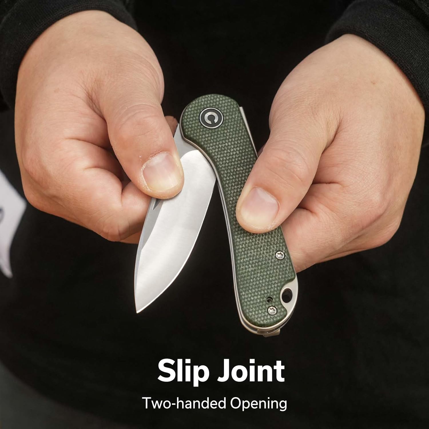 CIVIVI Elementum Slip Joint Pocket Knife for EDC, Folding Knife with 2.96" Swedish 14C28N Blade Micarta Handle C18062AJ-2 (Green)