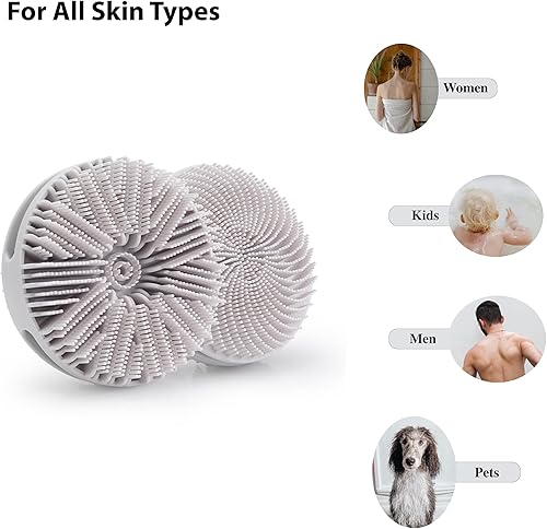 Miniatura 7 de 2 piezas de cepillo exfoliante corporal de silicona, cepillo de champú corporal de silicona, esponja de silicona suave para piel sensible,
