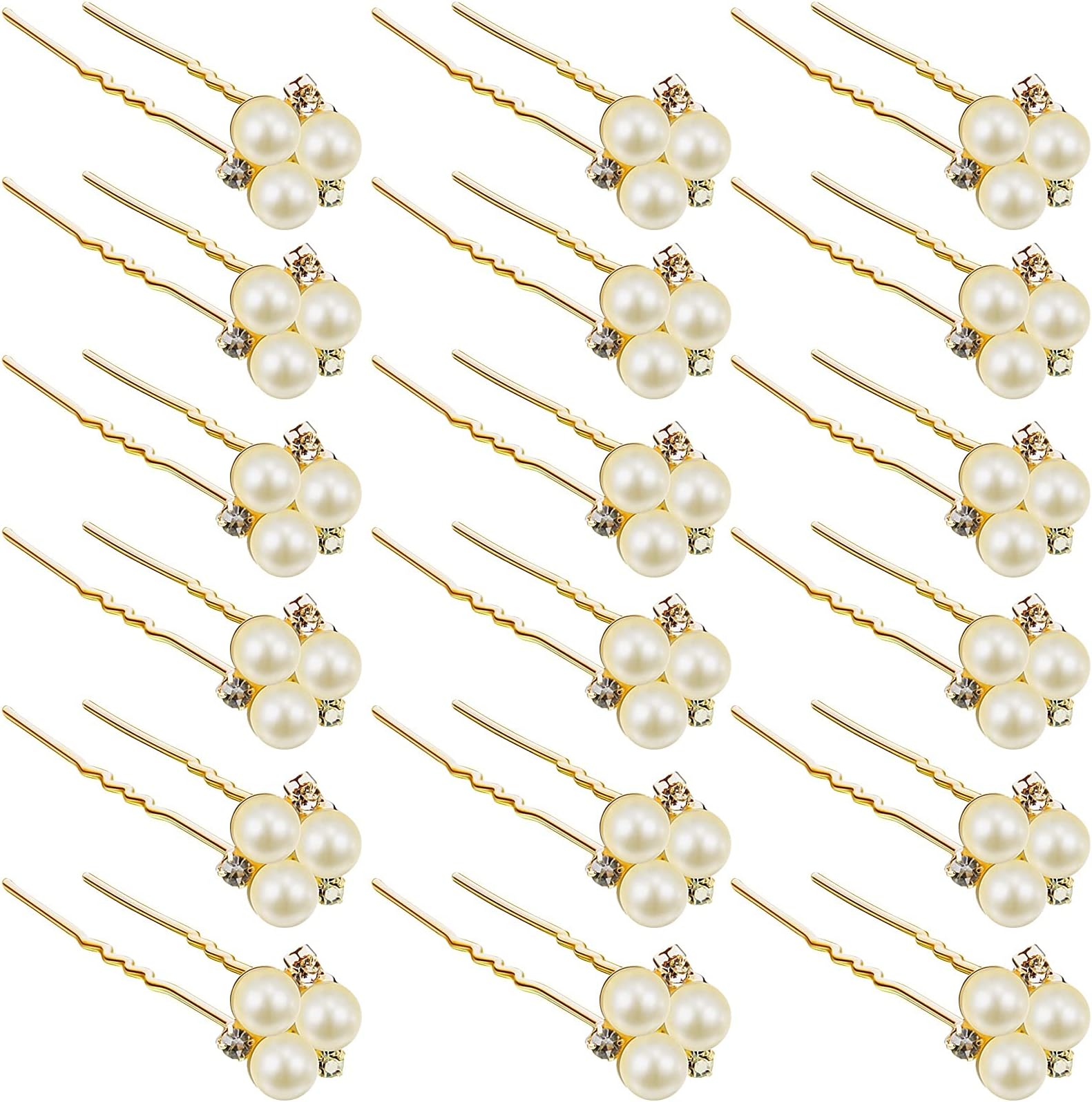 WILLBOND 18 Pcs Pearl Hair Pins Bridal Hair Accessories Pearl Crystal Bobby Bridal Hairpin Wedding Hair Accessories Pearl Hair Pins for Brides Bridesmaids Flower Women Girls