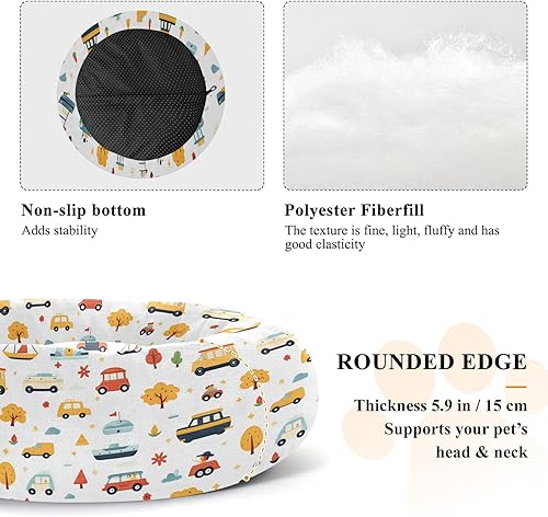 Miniatura 5 de Cute Cartoon Cars Yellow Anti-Slip Pet Cat Beds fluffier Orthopedic Dog Bed for Medium Size Pets Supplies Camas para mascotas Grandes