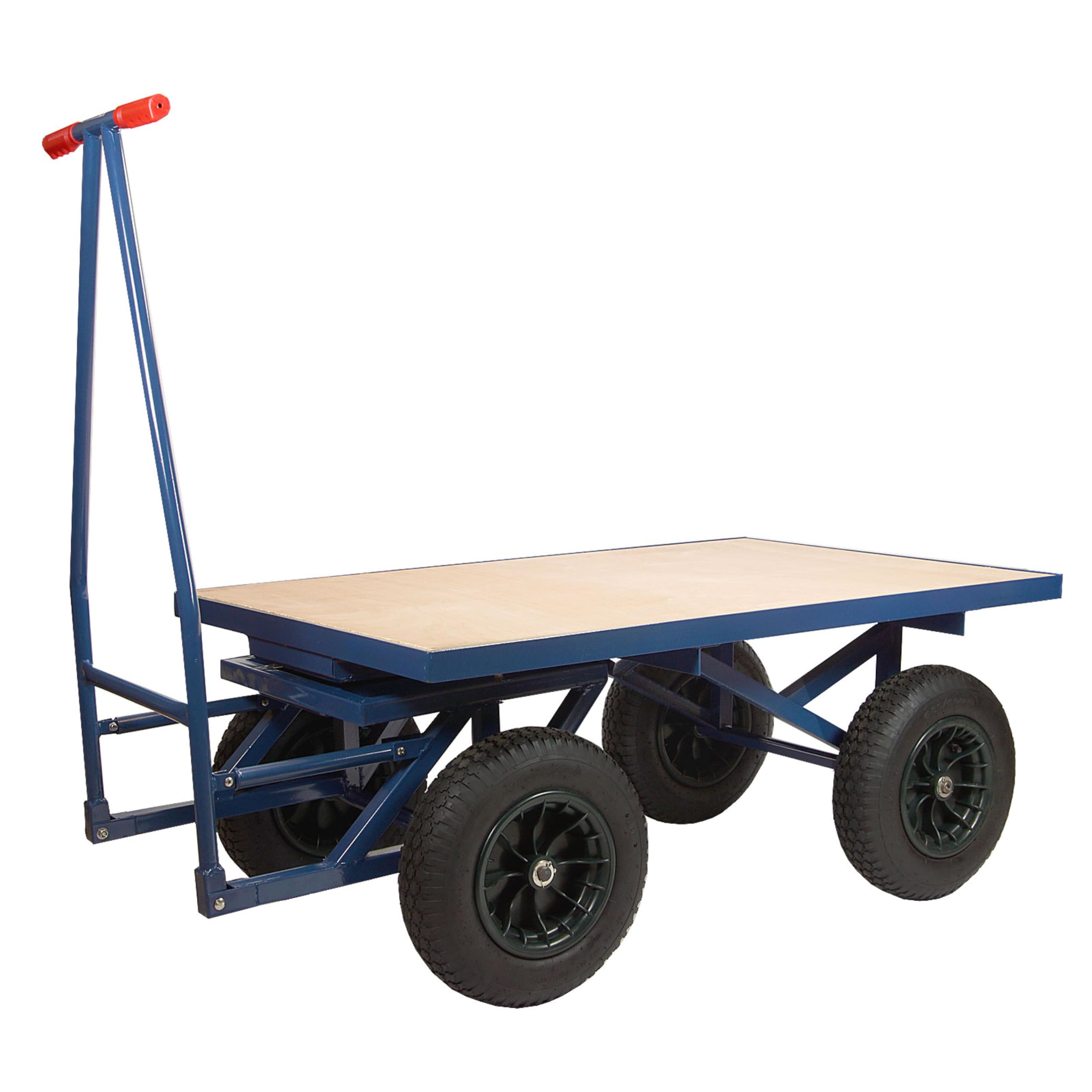 TRUTZHOLM XXL Profi Plattformwagen Palettenwagen 120x80 cm Ladefläche Palettenmaß | 500kg | mit Bremse | Transportwagen Magazinwagen Schiebebügelwagen