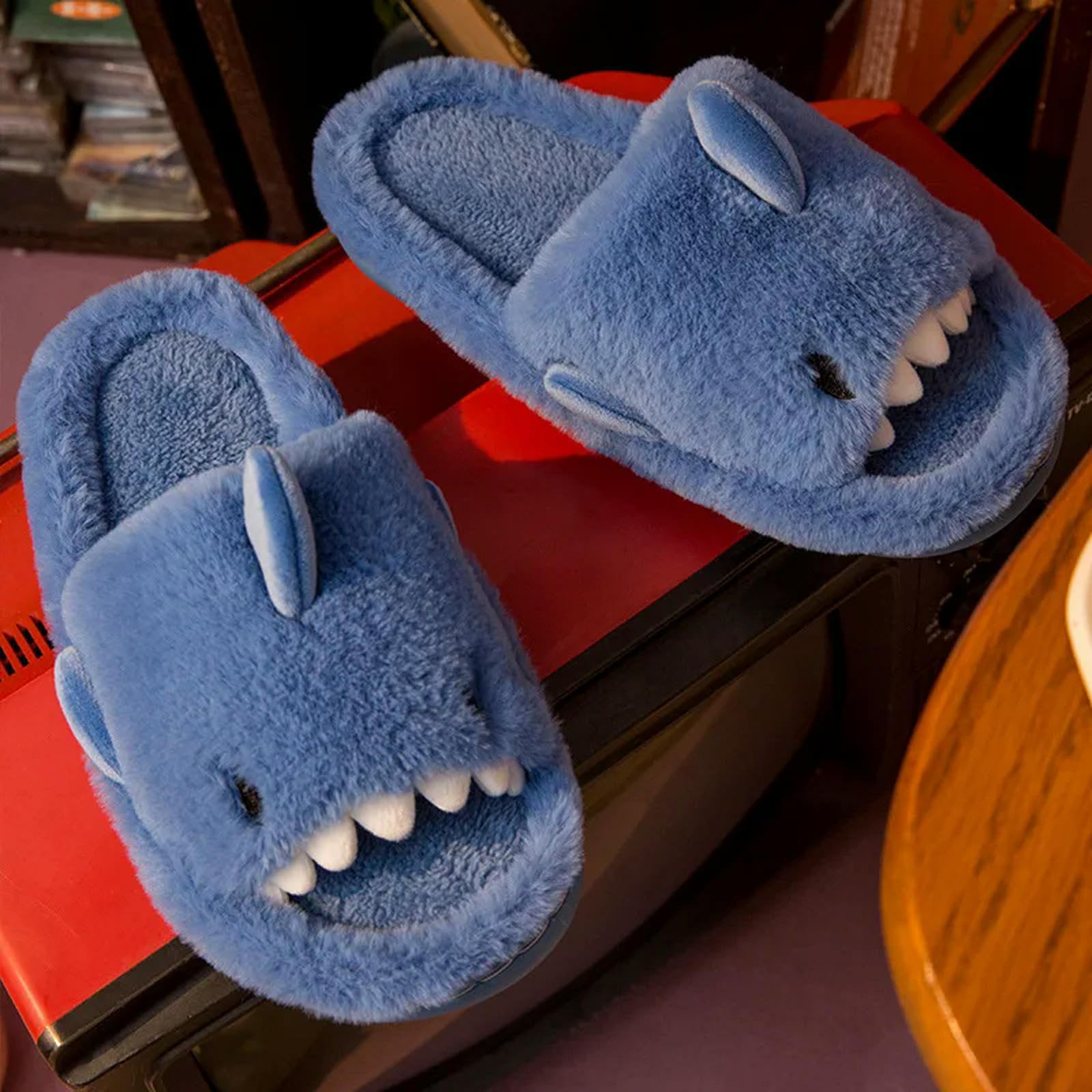 Pantofole Invernali in Cotone Pusneo Pantofole di Squali per Donne Uomini Inverno Inverno Scarpe da Casa Aperta Donne per Interni Sliver di Cotone Caldo-giallo-44-45 (26,5-27 Cm)