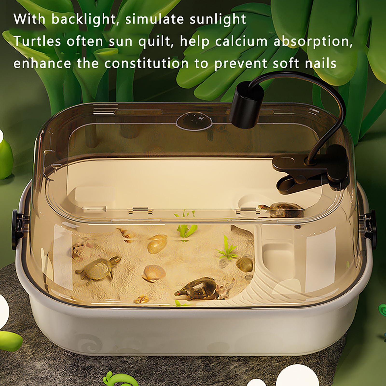 Acuario Para Tortugas Pequeñas, Kit De Inicio Para Hábitat De Tortugas Con Diseño De Separación De 3 Capas, Material De PP Ligero Y Resistente, Fácil De Cambiar El Agua, Para Tortugas Marinas