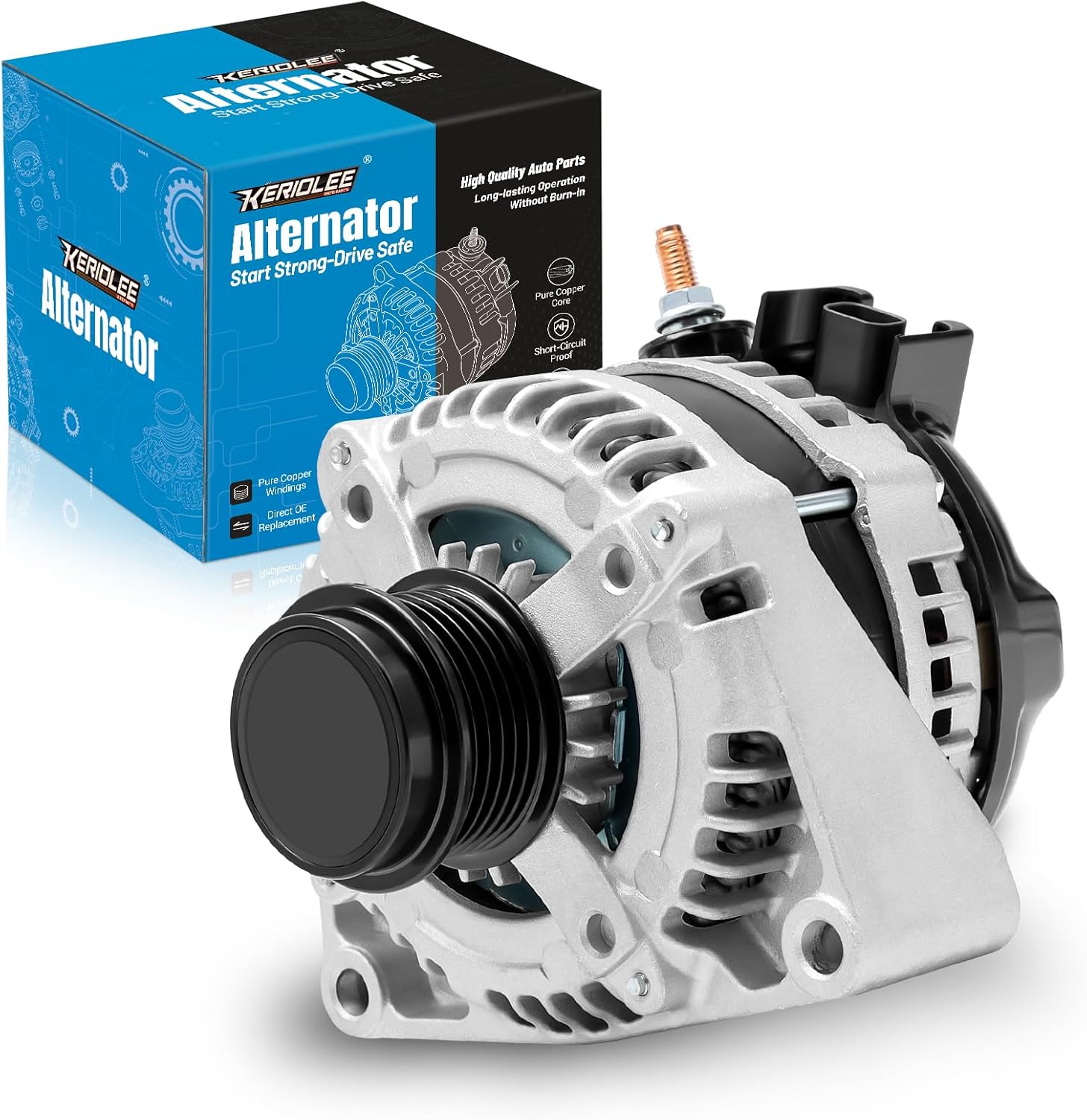 New Alternator Fit for Chevrolet Express 2500 3500/Silverado 1500/Suburban, for GMC Savana 3500/Sierra 1500/Yukon Alternator, 150A 12V 6-Groove Pulley Car Alternator Replacement 1042118340 84143543