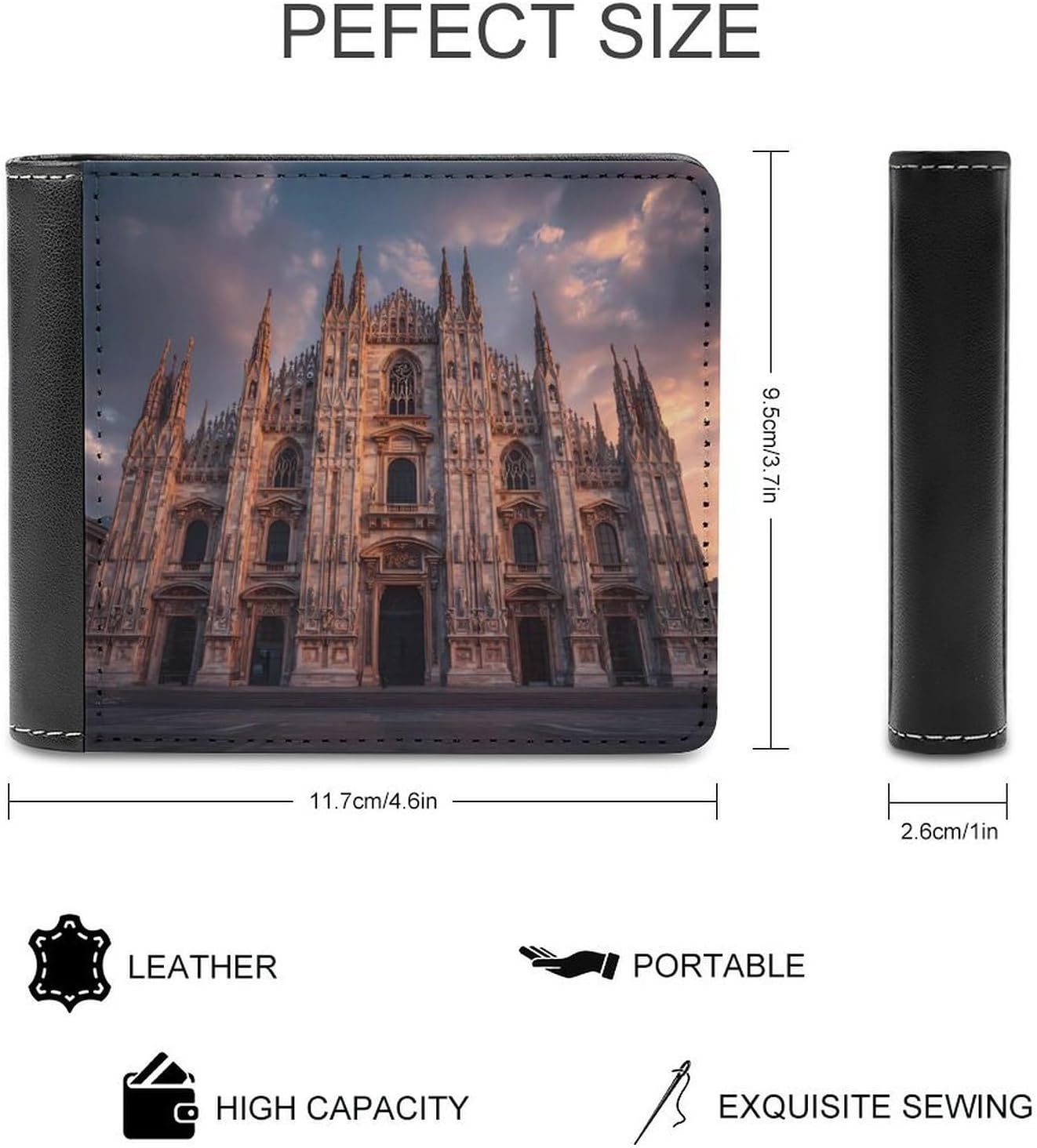 The Duomo Di Milano in Italy Novelty Wallet Soft Slim Front Pocket Bifold Purse with ID Credit Card Holder