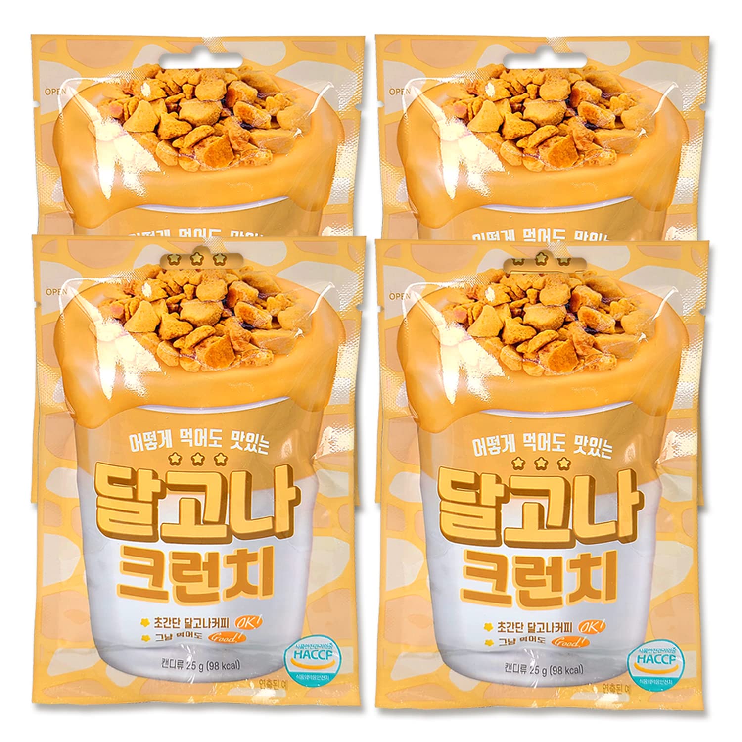 TREE FARMDalgona Crunch 4-Pack | Coffee Topping Korean Sugar Candy Crushed Honeycomb without Chocolate Seafoam Sponge Old School Sponges 0.88 Ounce (Pack of 4)