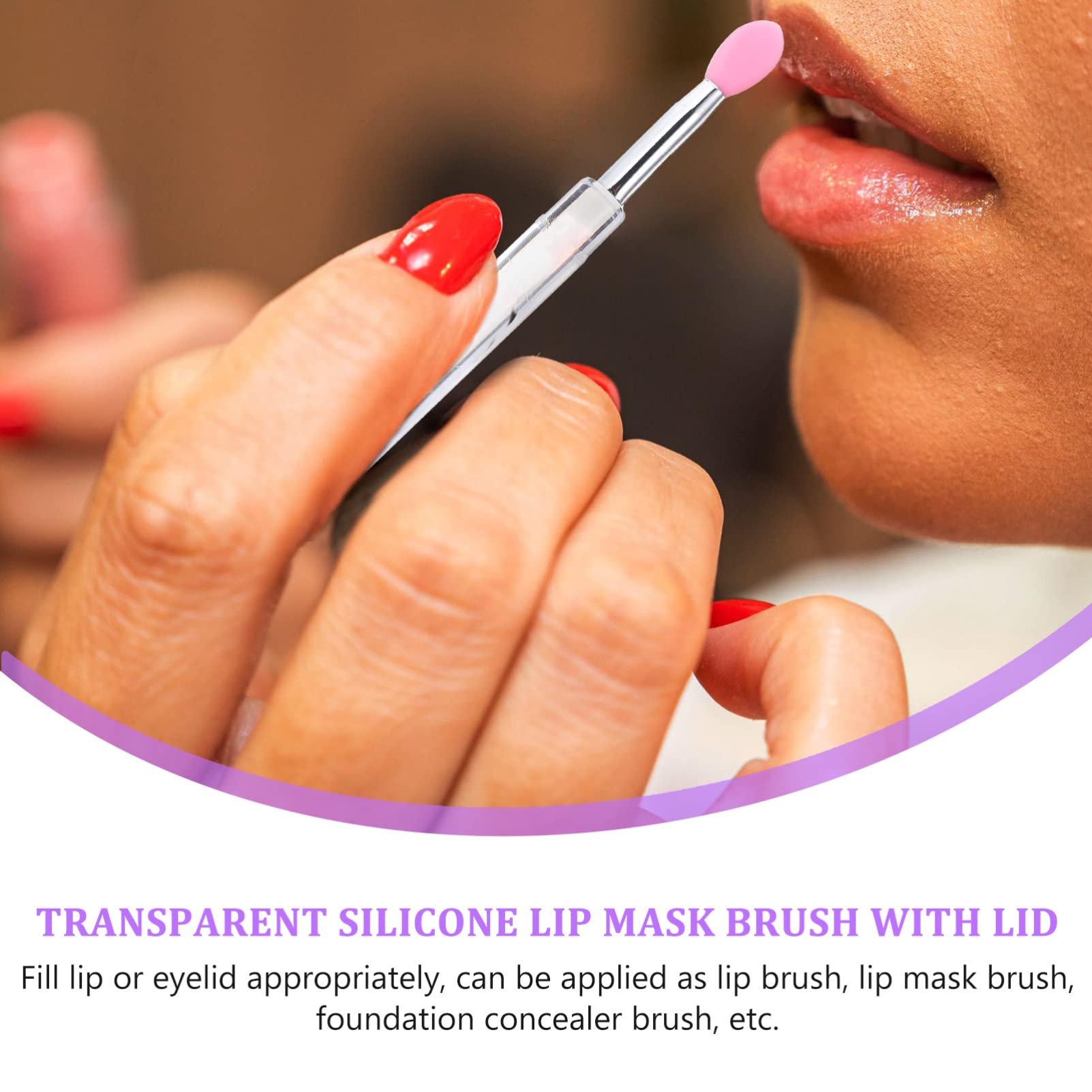 Vaguelly 6Pcs Silicone Lip Brush Soft Eyeshadow Applicators with Lid Skin Friendly Makeup Brushes for Smooth Lip Color and Liquid Cosmetics present for Makeup Lovers