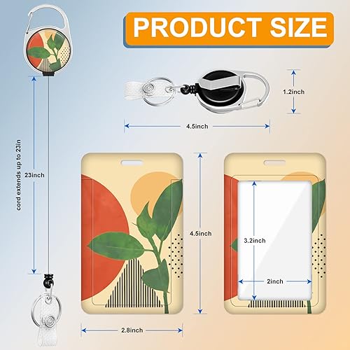 Miniatura 5 de Plifal Portatarjetas con carrete retráctil, diseño bohemio Abstaract de identificación de plantas, clip de identificación de plantas, clip de