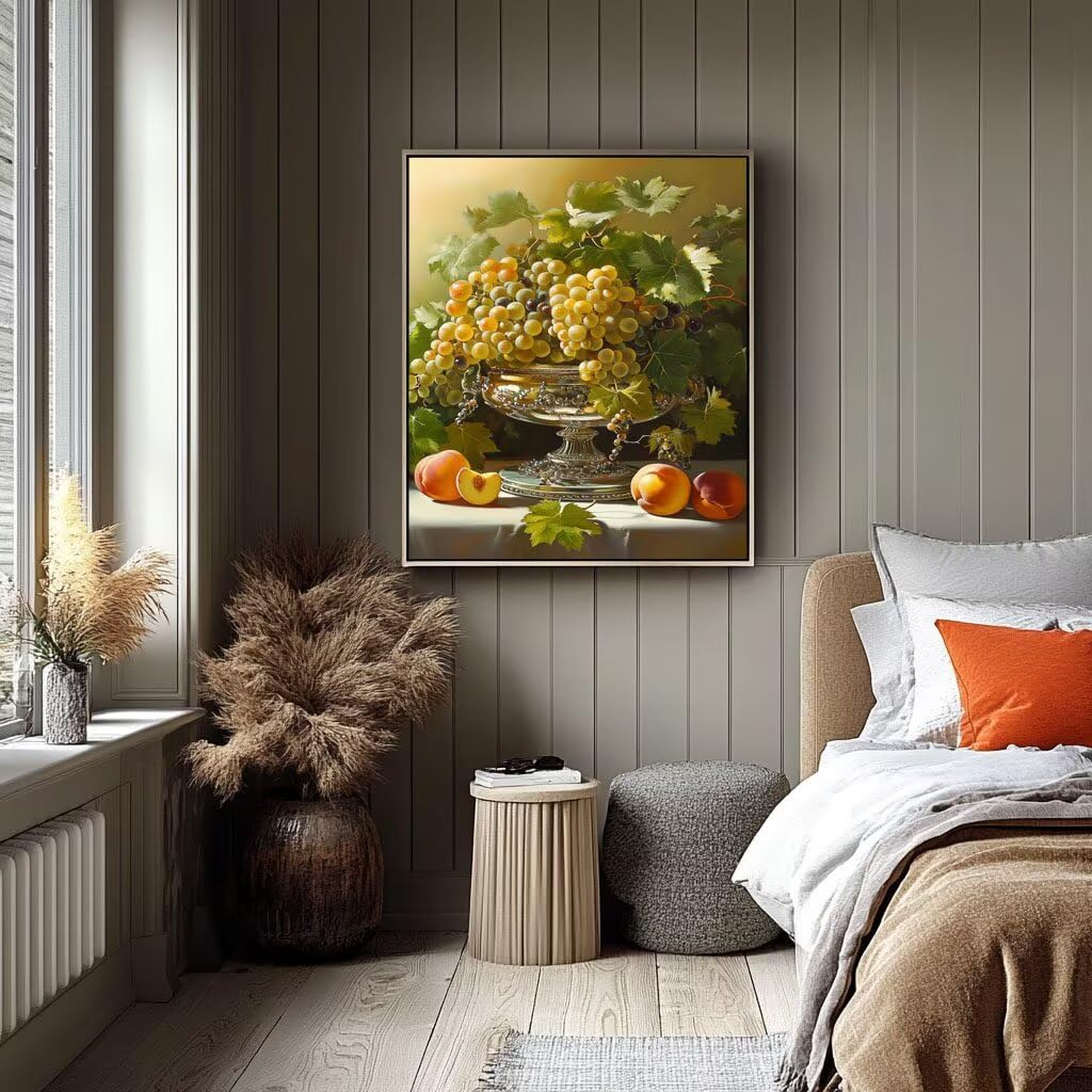 Malowanie po numerach dla dorosłych, malowanie owocami po numerach, płótno dla dzieci, artykuły plastyczne na ścianę, 137 x 102 cm, DIY, winogrono, kolorowy obraz na płótnie, rękodzieło, do dekoracji