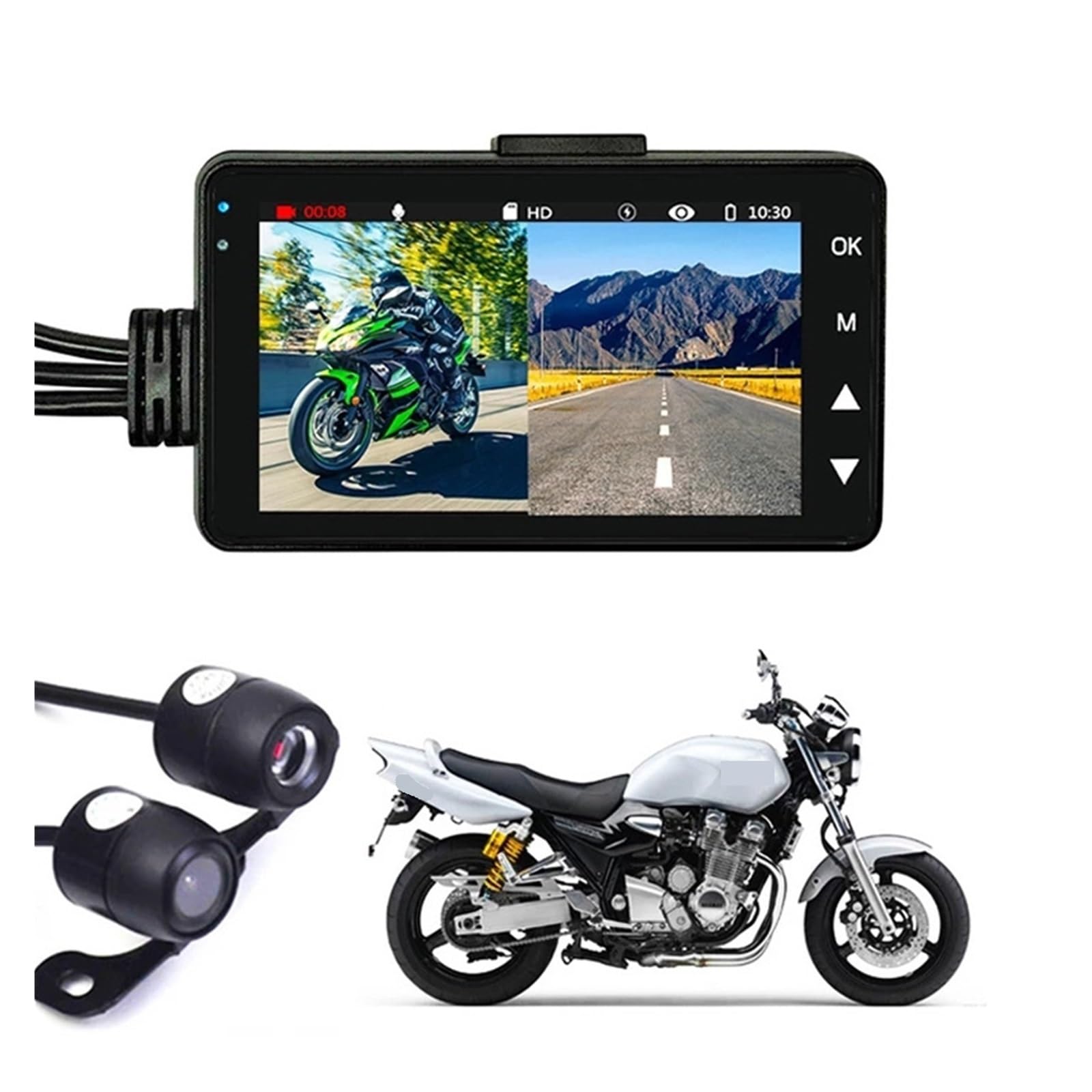 Enregistreur de conduite de moto, double caméra étanche, for toutes les fonctions d'enregistrement Audio de moto