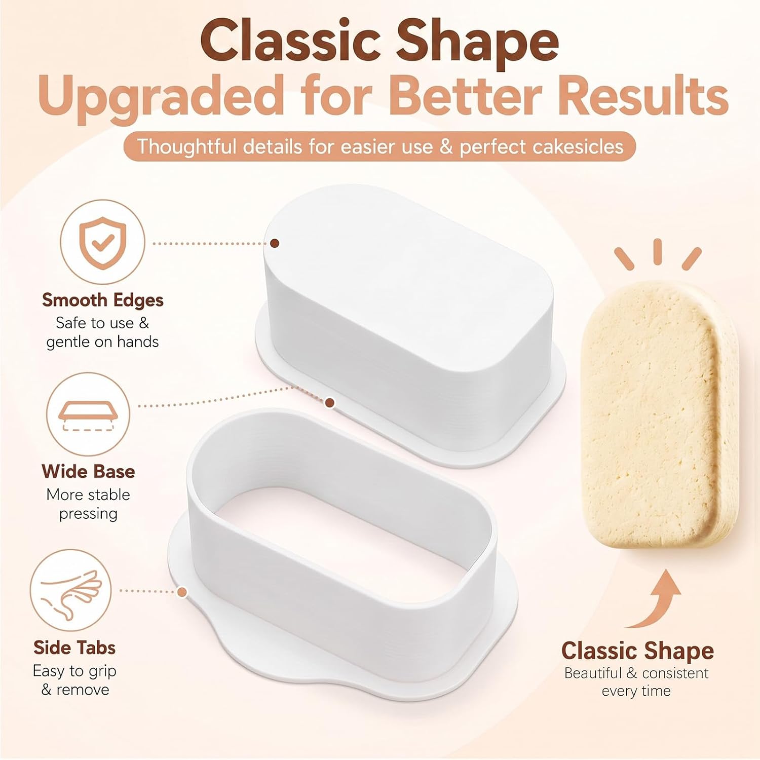 3.6in Cakesicle Cutter, Cakesicle Mold, Cake Pop Mold, Cake Pop Cutter and Pusher Press, Baking Tools for Home Baking, Birthday Parties, Wedding Desserts (White)