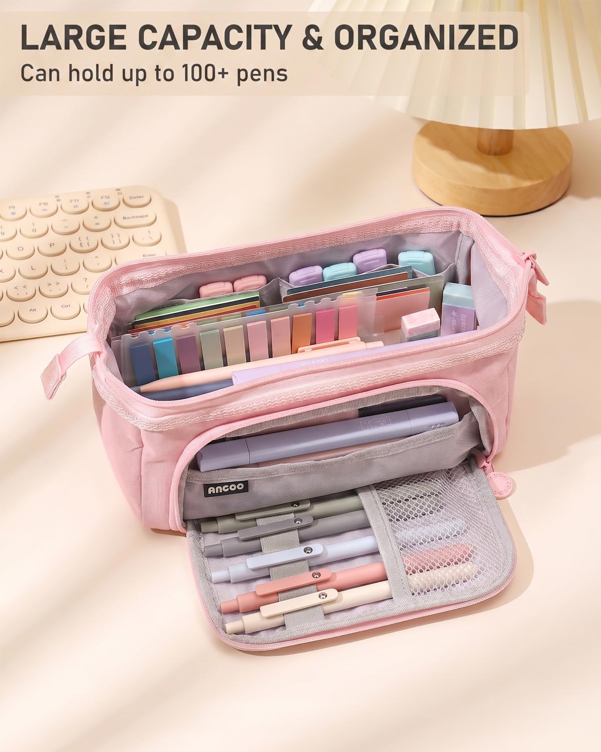 Nicpro Kit de anotación de libro estético de 84 piezas con estuche para bolígrafo, 12 subrayadores duales, 5 bolígrafos de gel, 6 lápices mecánicos, 2 marcadores, 1200 notas adhesivas transparentes y