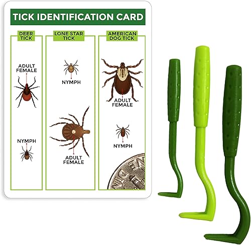 TickCheck Paquete de 3 herramientas para eliminar garrapatas + tarjeta de identificación de garrapatas para humanos, perros y gatos (3)