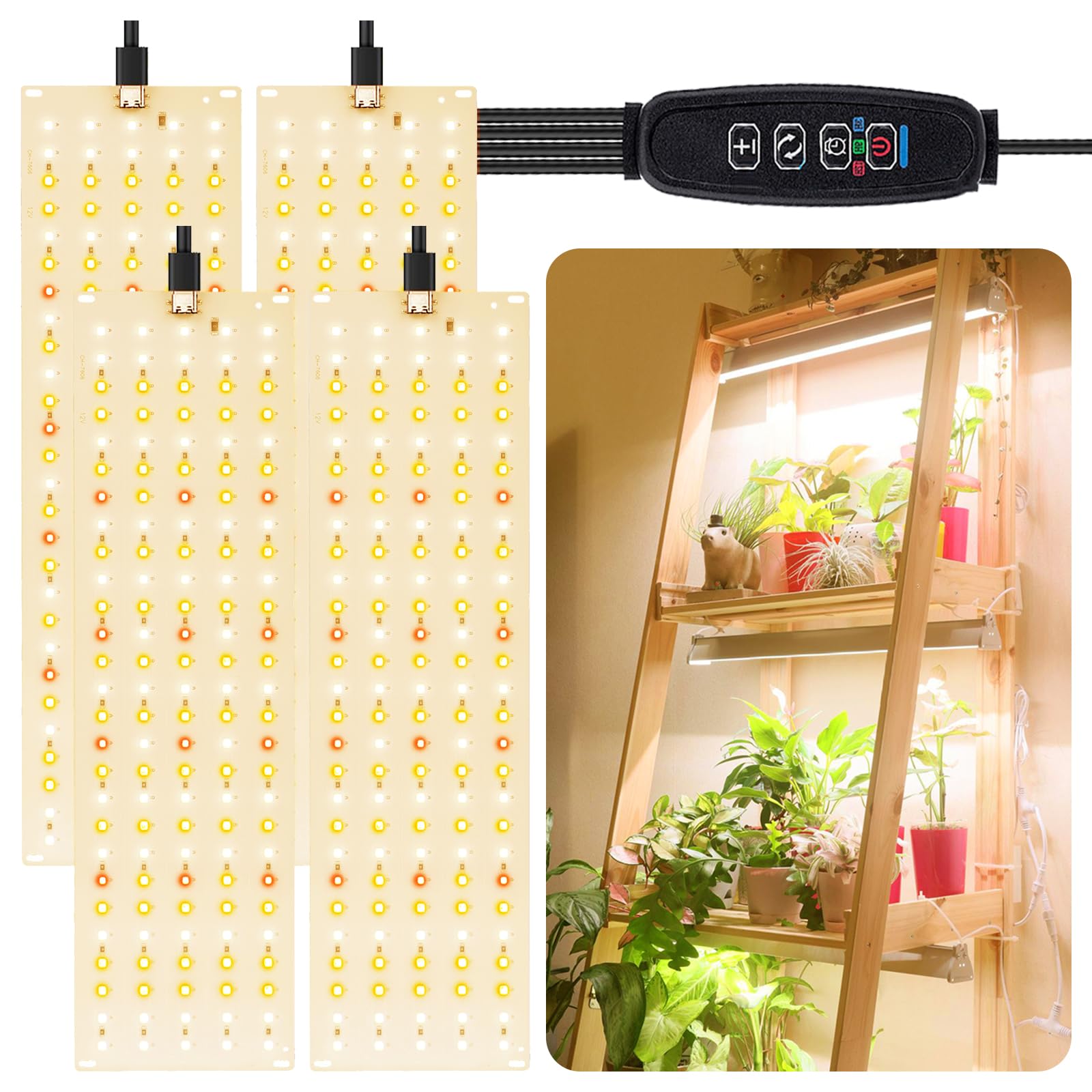 FIVAVA Pflanzenlampe LED Vollspektrum,Grow Lampe Grow Light mit 3/9/12H Zeitschaltuhr,Pflanzenlicht für Zimmerpflanzen Gemüse und Blumen