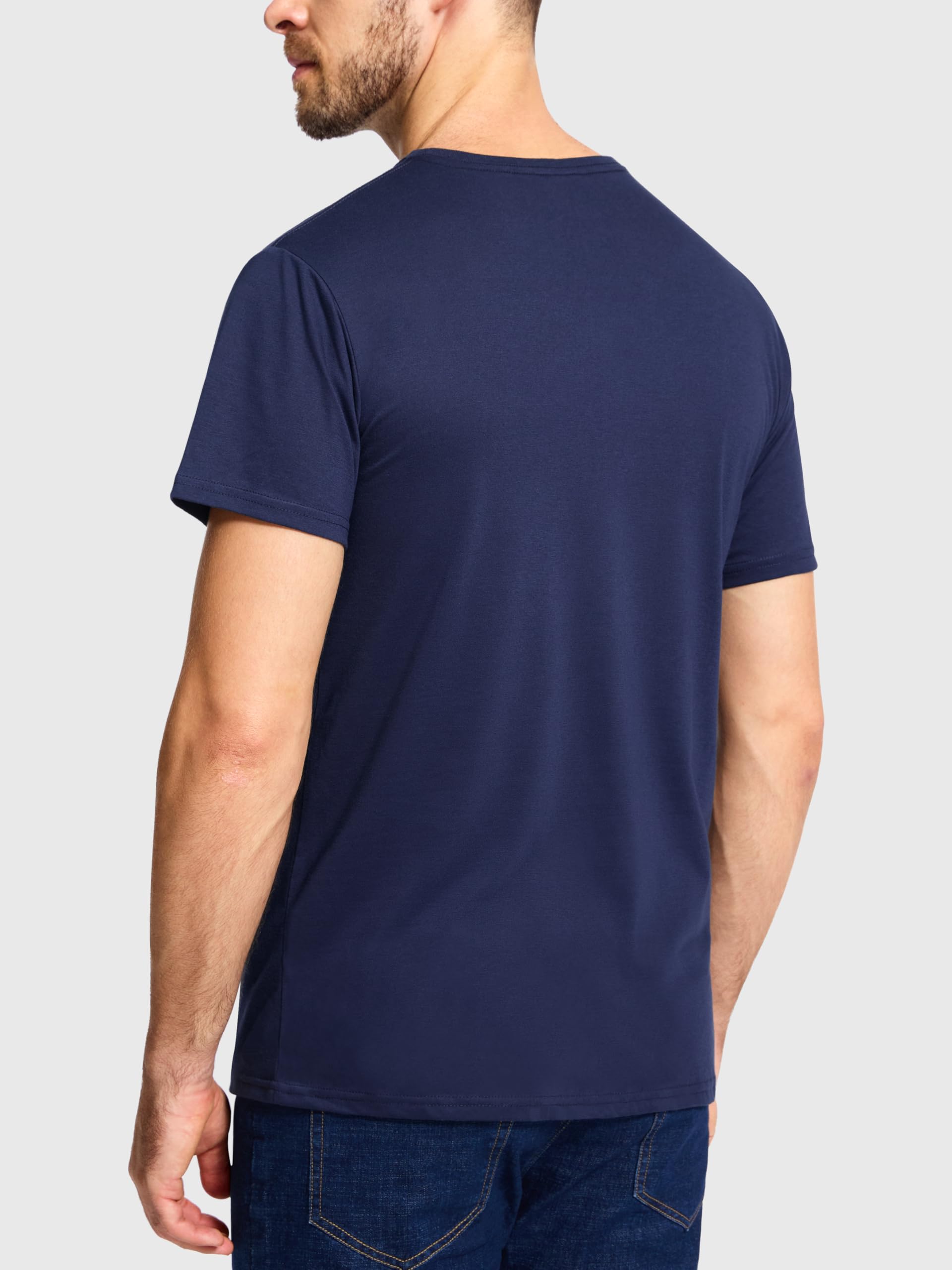 Paquete de 5 camisetas de algodón para hombre, cuello redondo, transpirables, de manga corta, básicas, lisas, para hombre, M-5XL, paquete múltiple