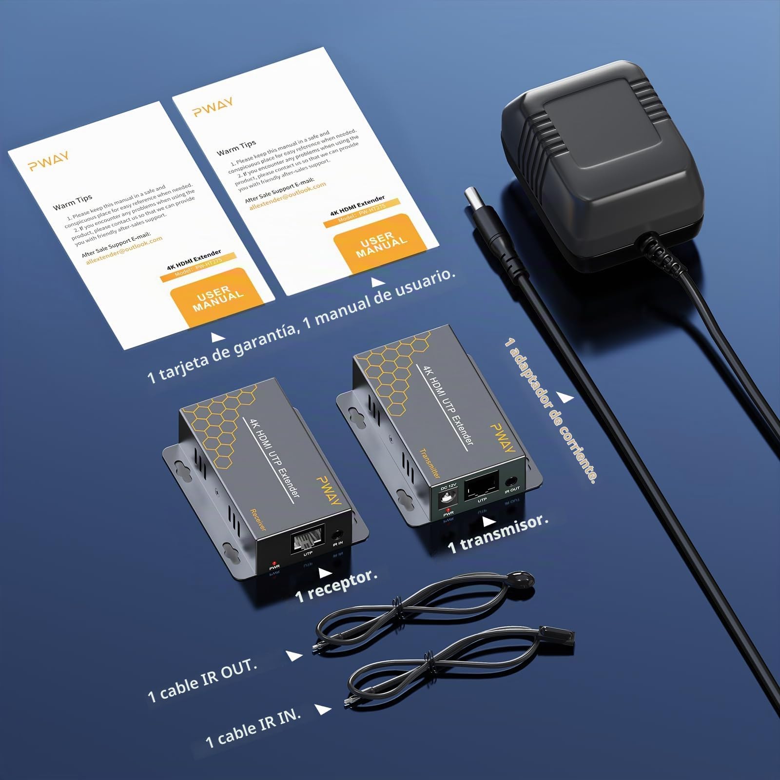 Extensor HDMI 40m 4K@30Hz con Loop Out e IR, Extensión HDMI por Cable Cat6, Plug & Play, Compatible con PC TV Monitor Proyector PS4 PS5 Xbox (4K@30HZ)
