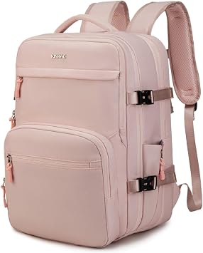 Kinmac Extra Large Travel Backpack,360 Cushioned Laptop Backpack with USB Charging Port For 15.6 inch to 17 inch LaptopPink